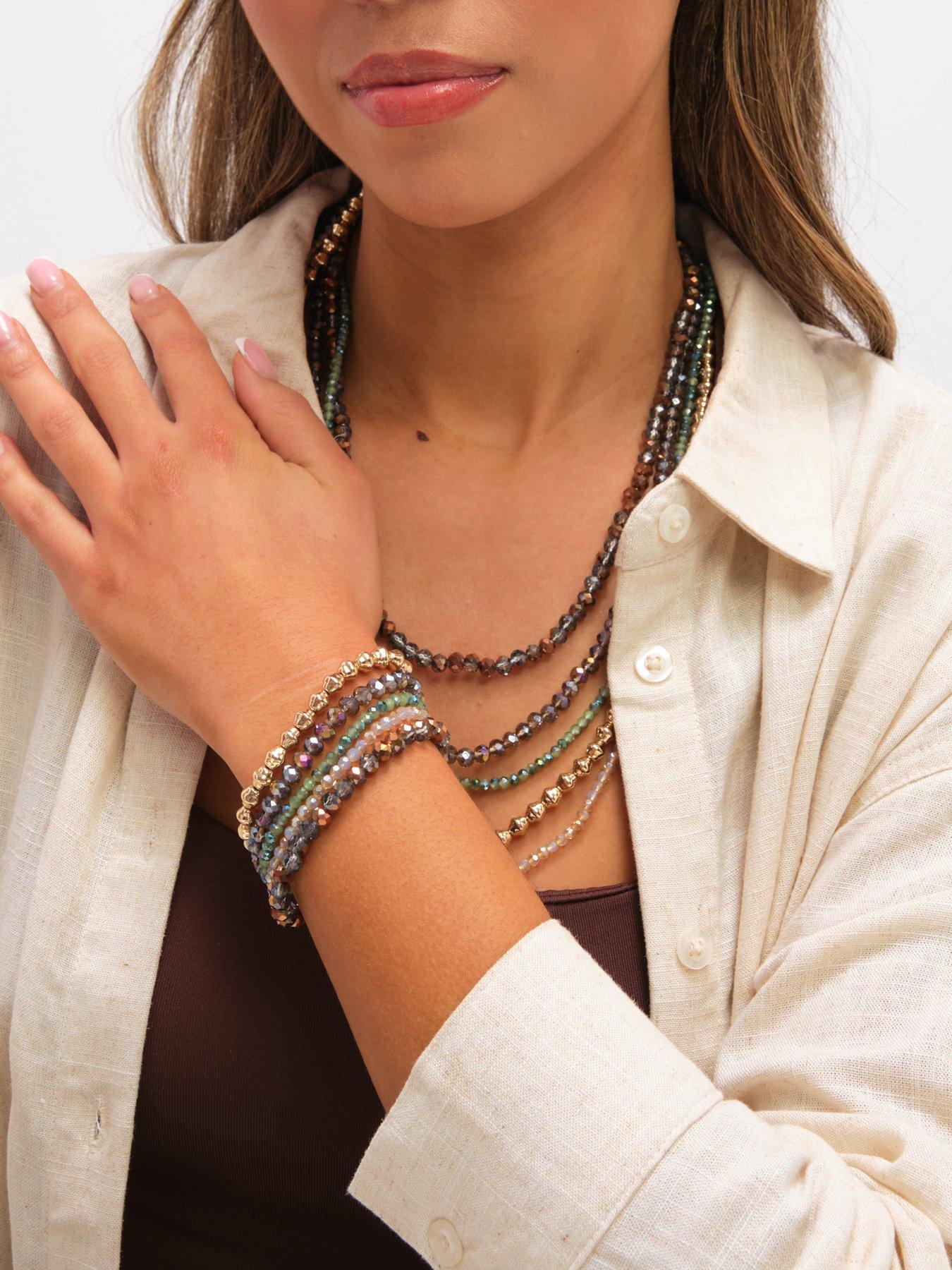 Image 3 of 3 of Mood Gold Plated and Polished Multi Colour Beaded Multirow Necklace