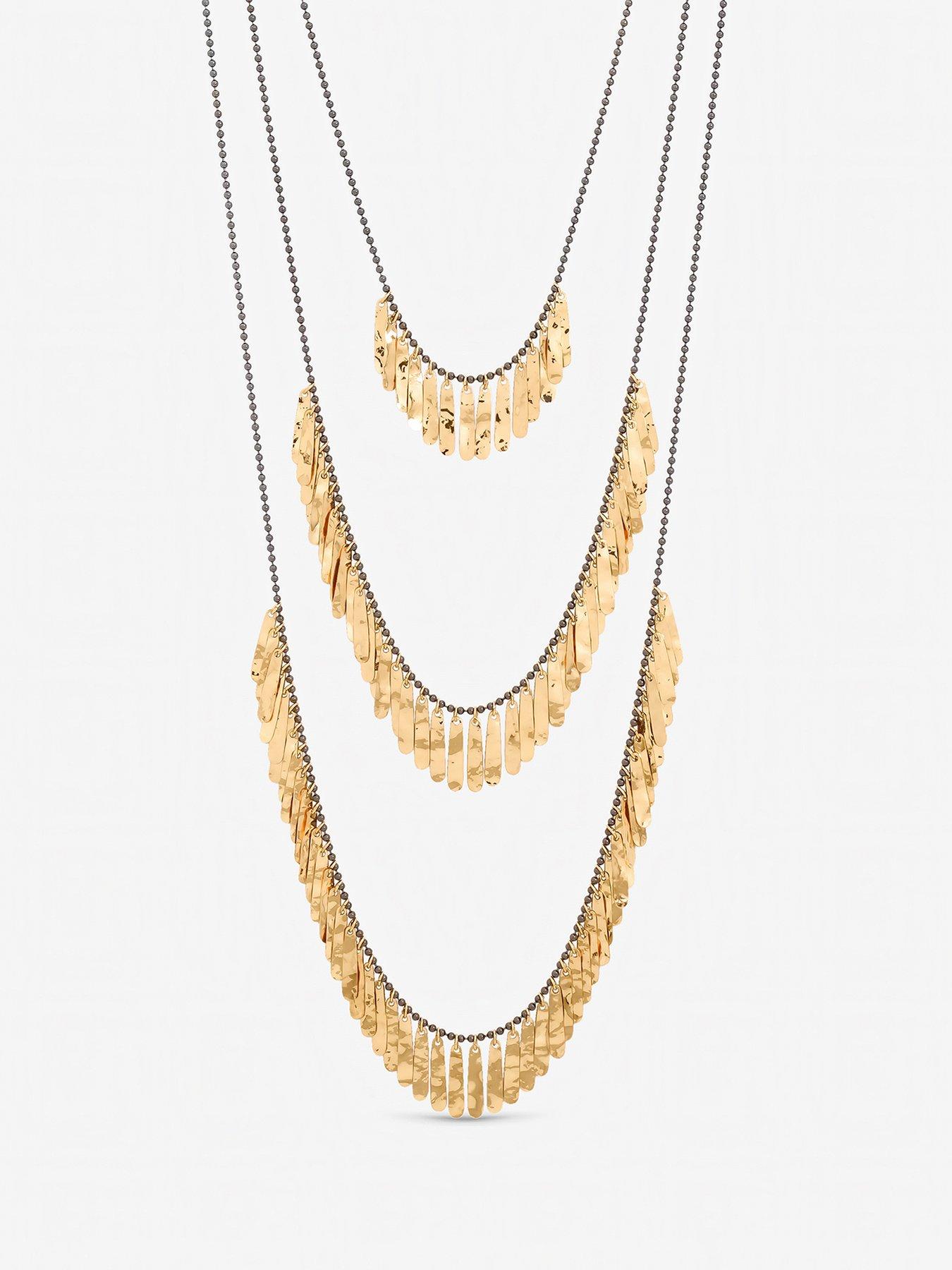 front image of mood-gold-plated-multi-row-shower-necklace