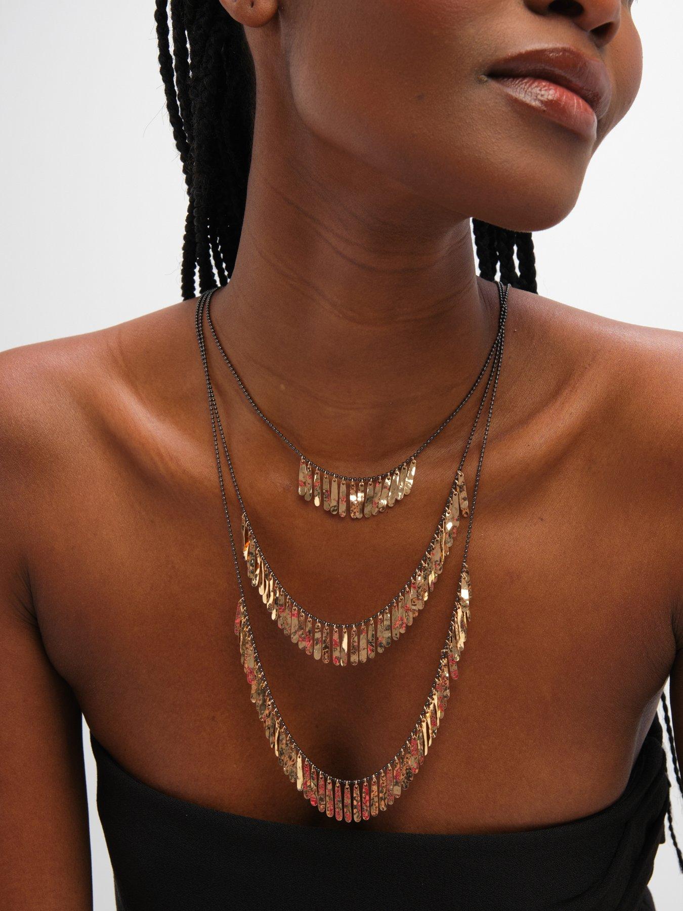  image of mood-gold-plated-multi-row-shower-necklace