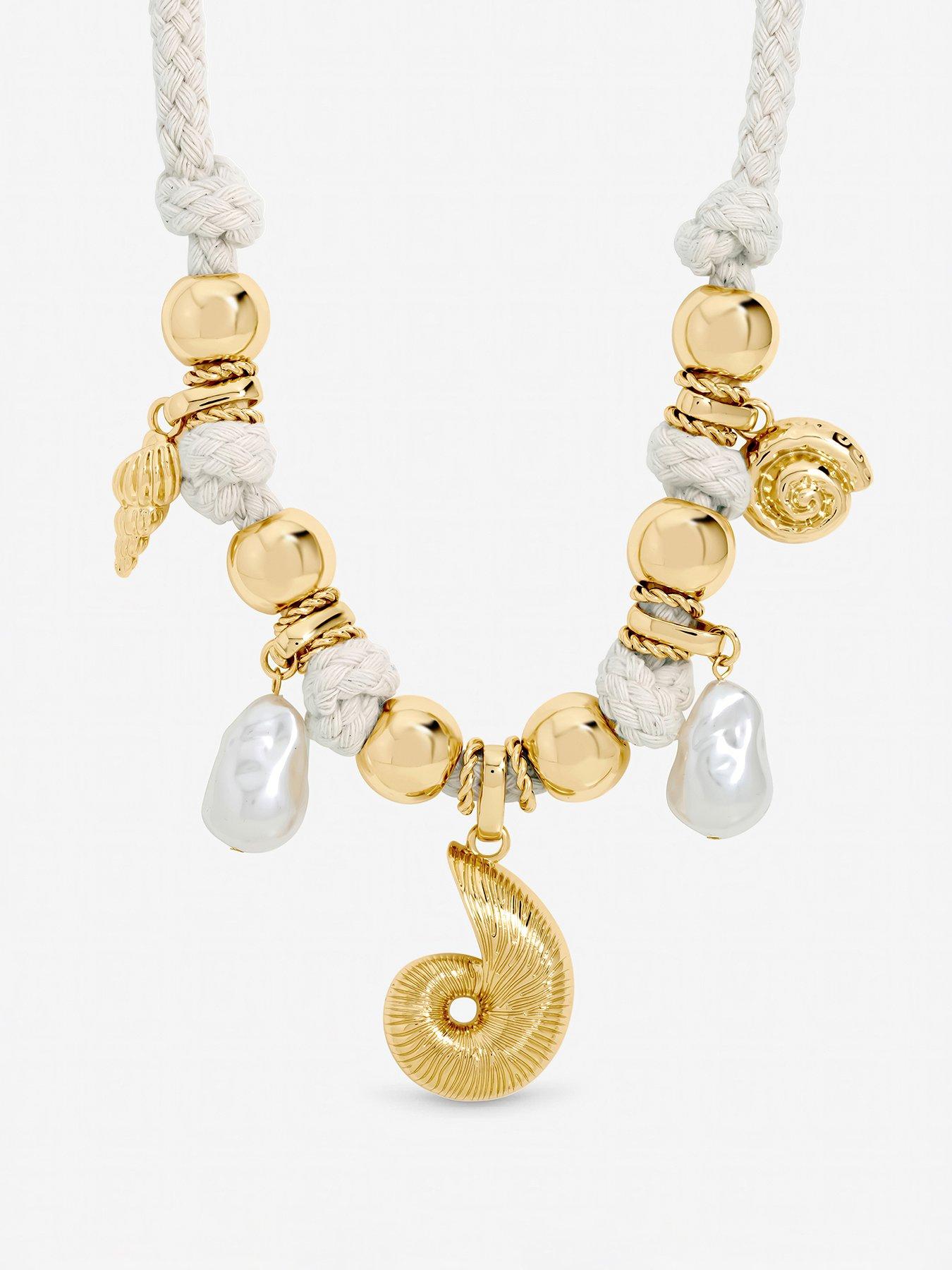 Image 1 of 3 of Mood Gold Plated Statement Rope Shell Necklace