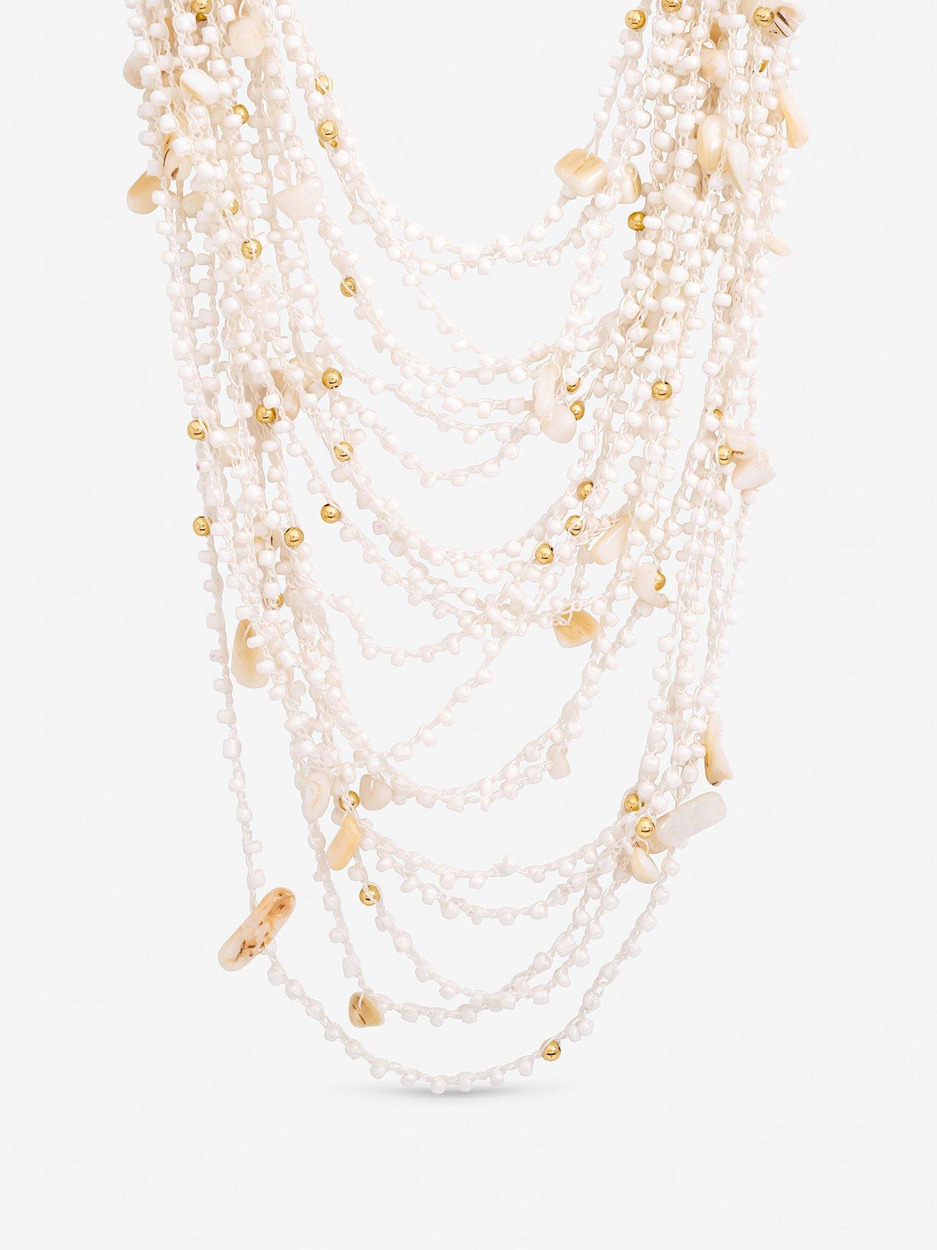  image of mood-gold-plated-statement-multirow-beaded-necklace