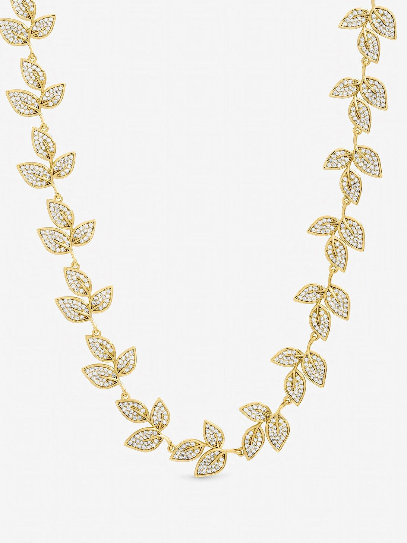 Jon Richard Gold Plated and Cubic Zirconia Leaf Necklace