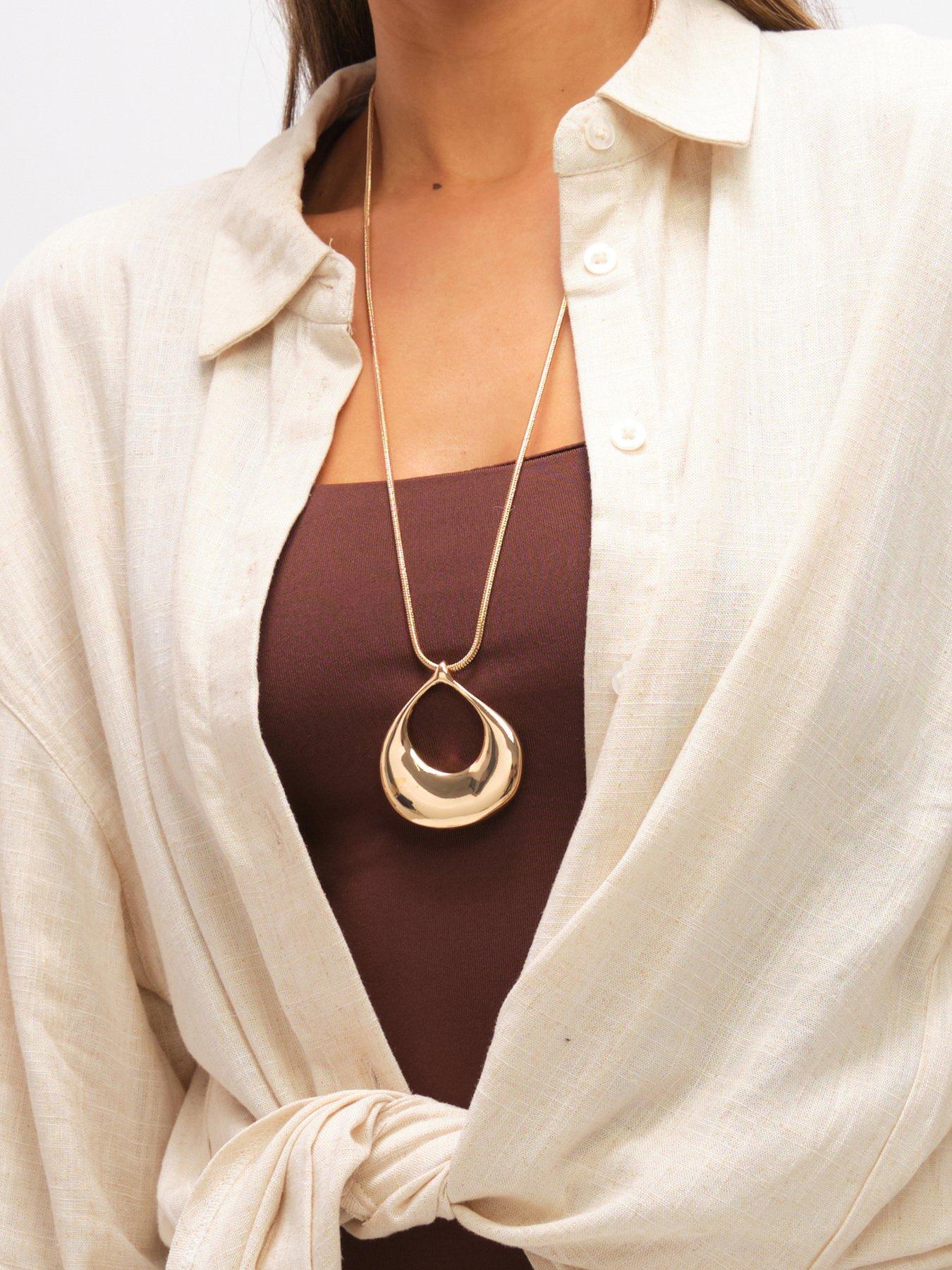  image of mood-gold-plated-polished-long-open-drop-pendant