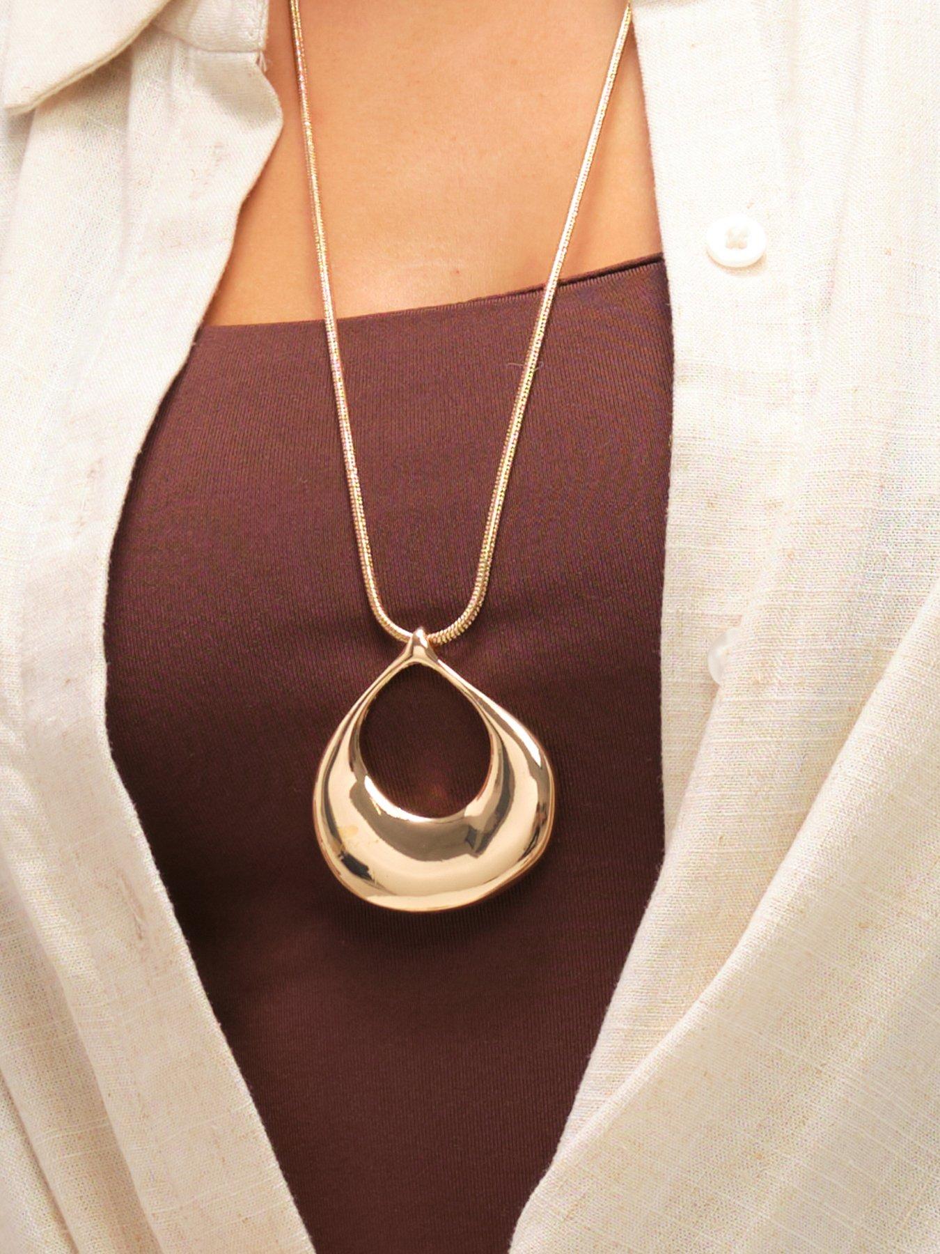  image of mood-gold-plated-polished-long-open-drop-pendant