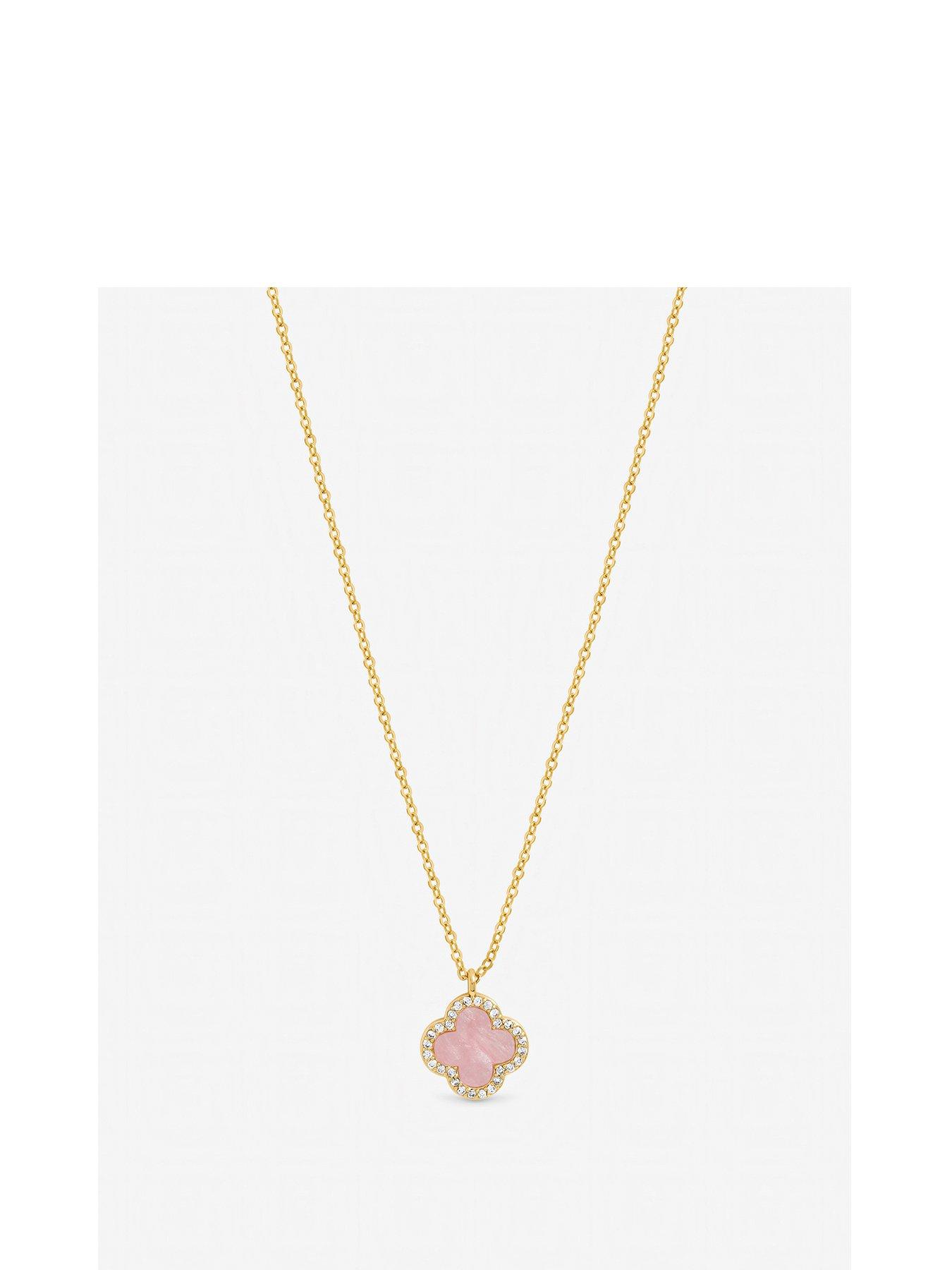 Jon Richard Gold Plated and Pink Clover Pendant Necklace