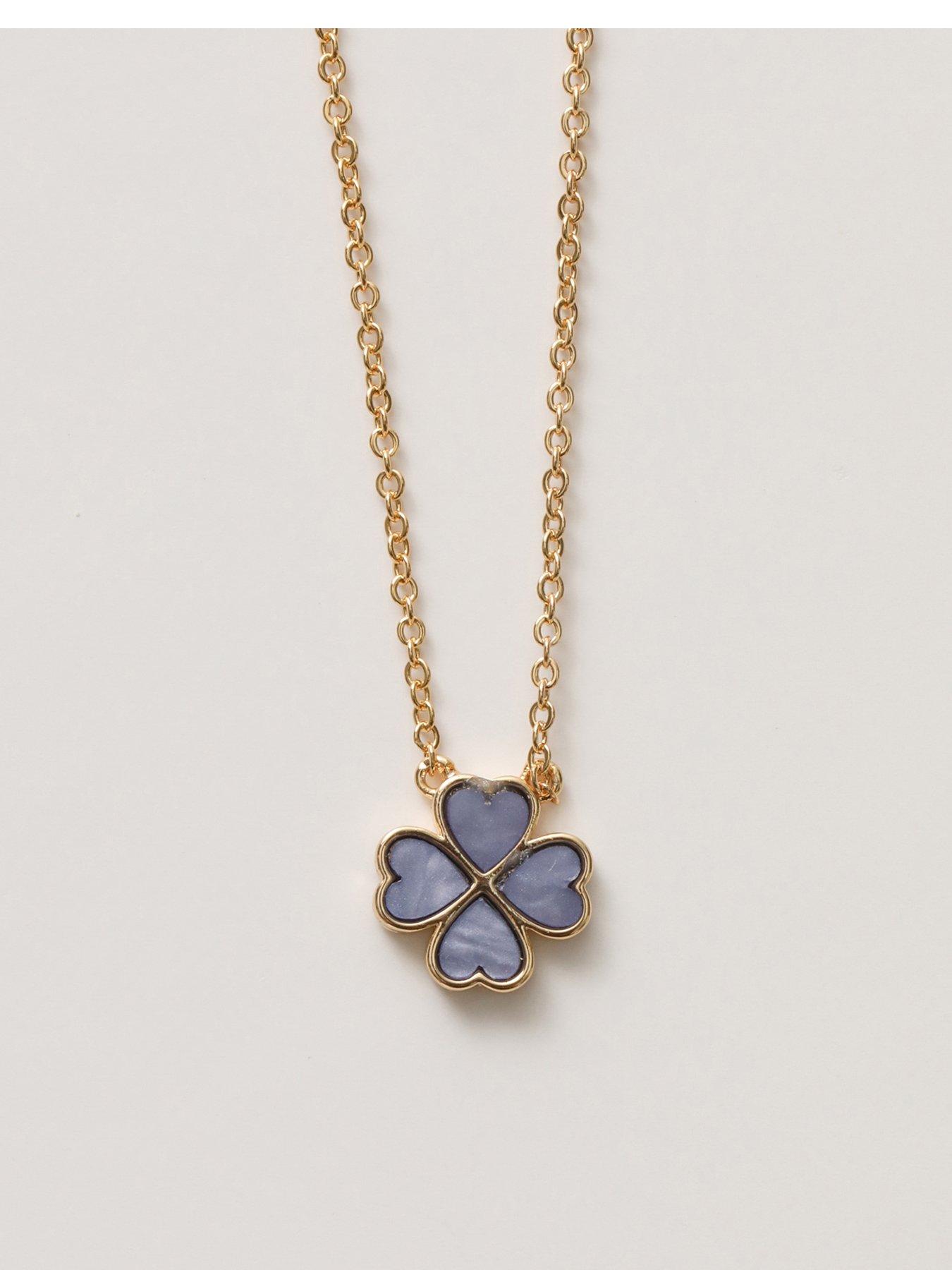 Jon Richard Gold Plated and Lilac Heart Clover Pendant Necklace