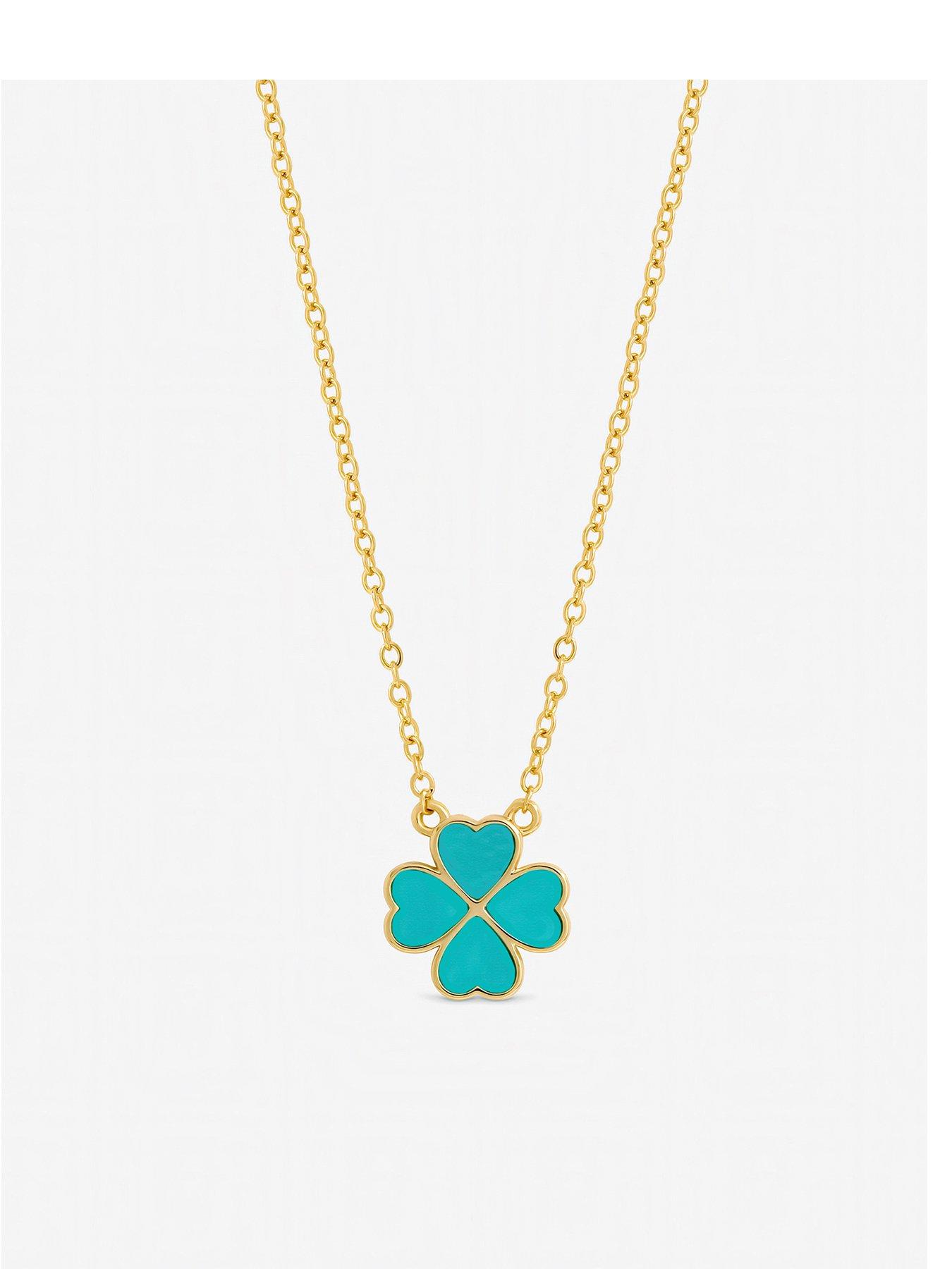 Jon Richard Gold Plated and Turquoise Heart Clover Pendant Necklace