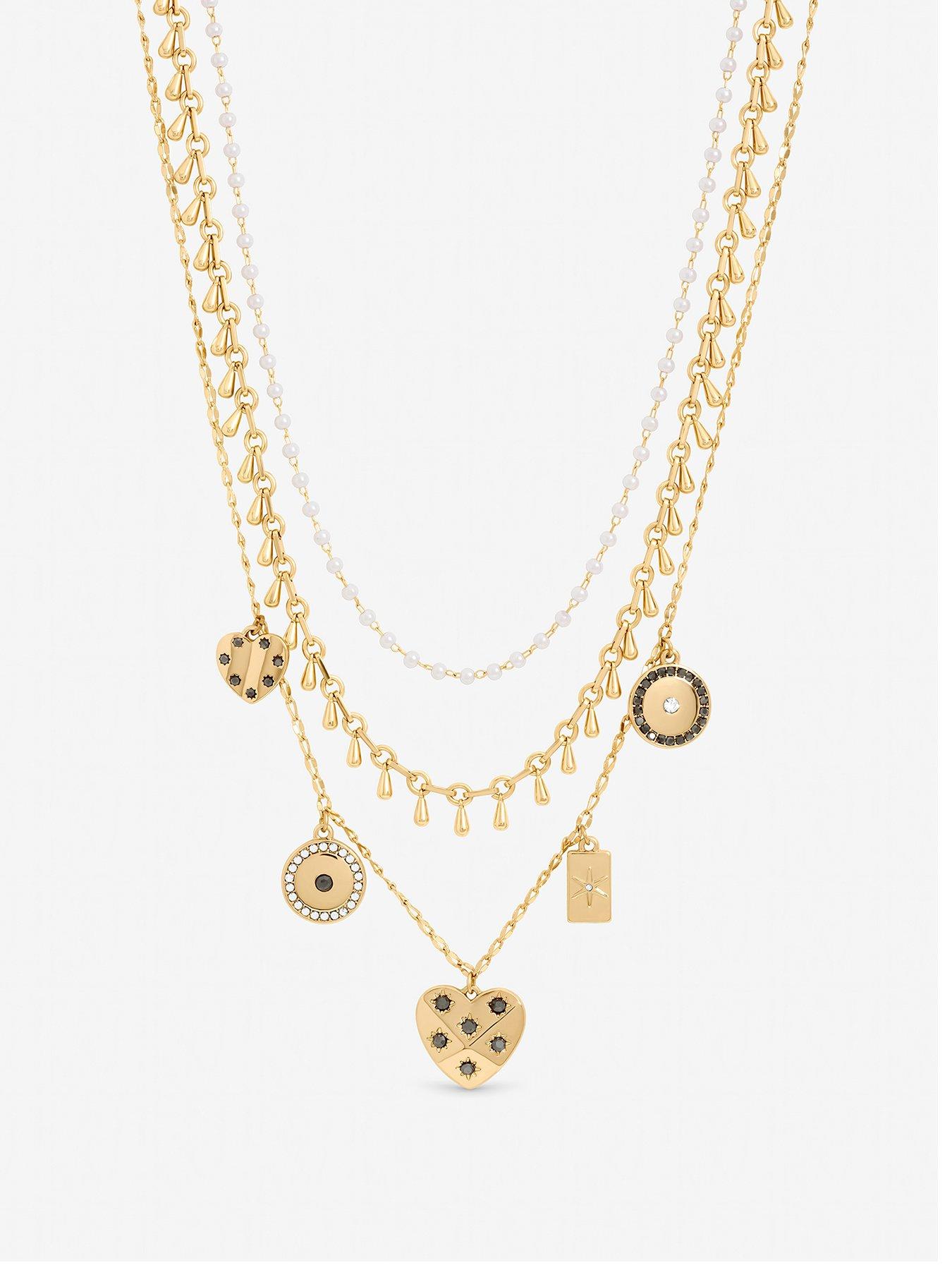 Image 1 of 3 of Mood Mood Gold Plated Celestial Charm Multirow Necklace