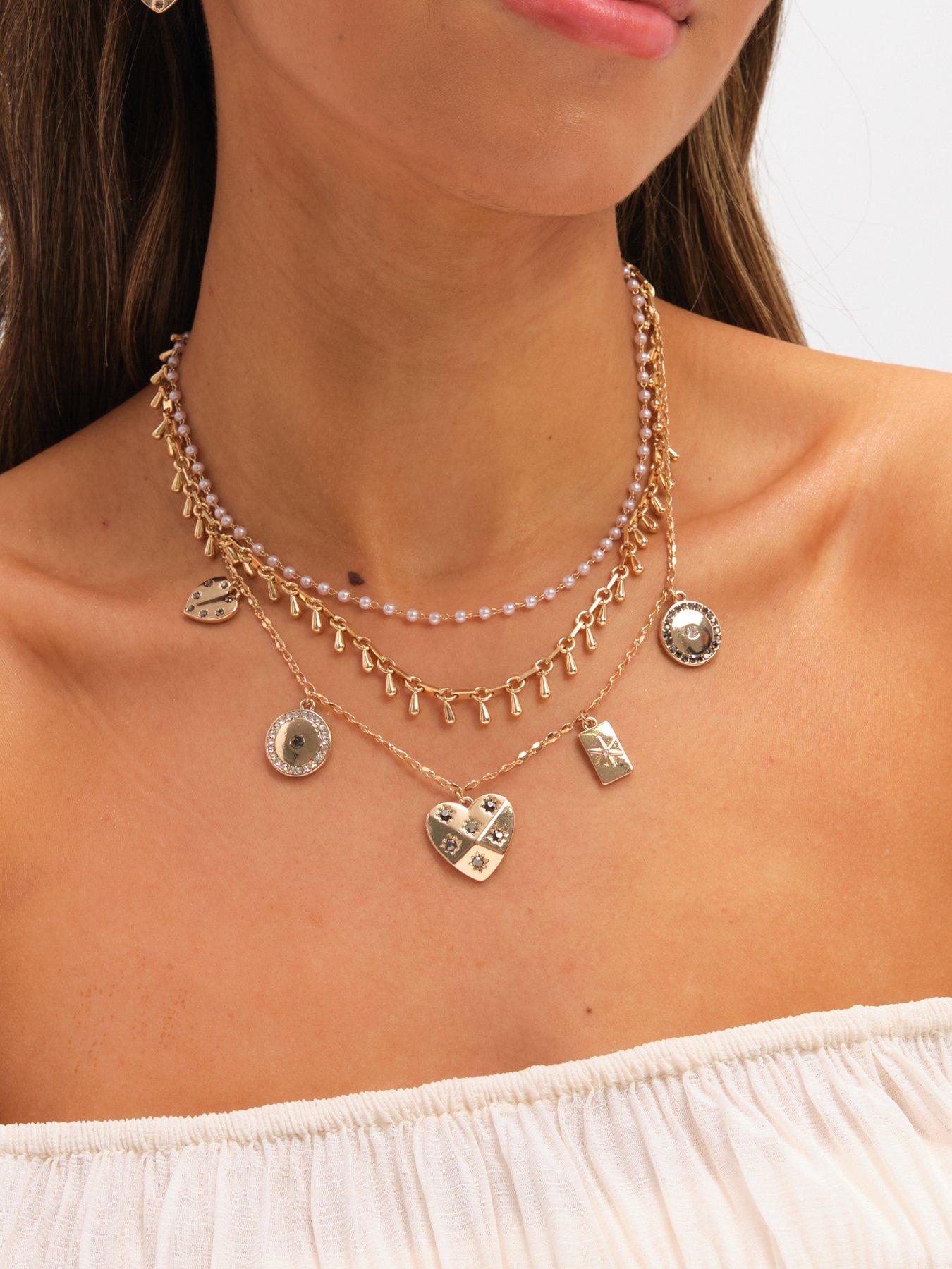 Image 2 of 3 of Mood Mood Gold Plated Celestial Charm Multirow Necklace