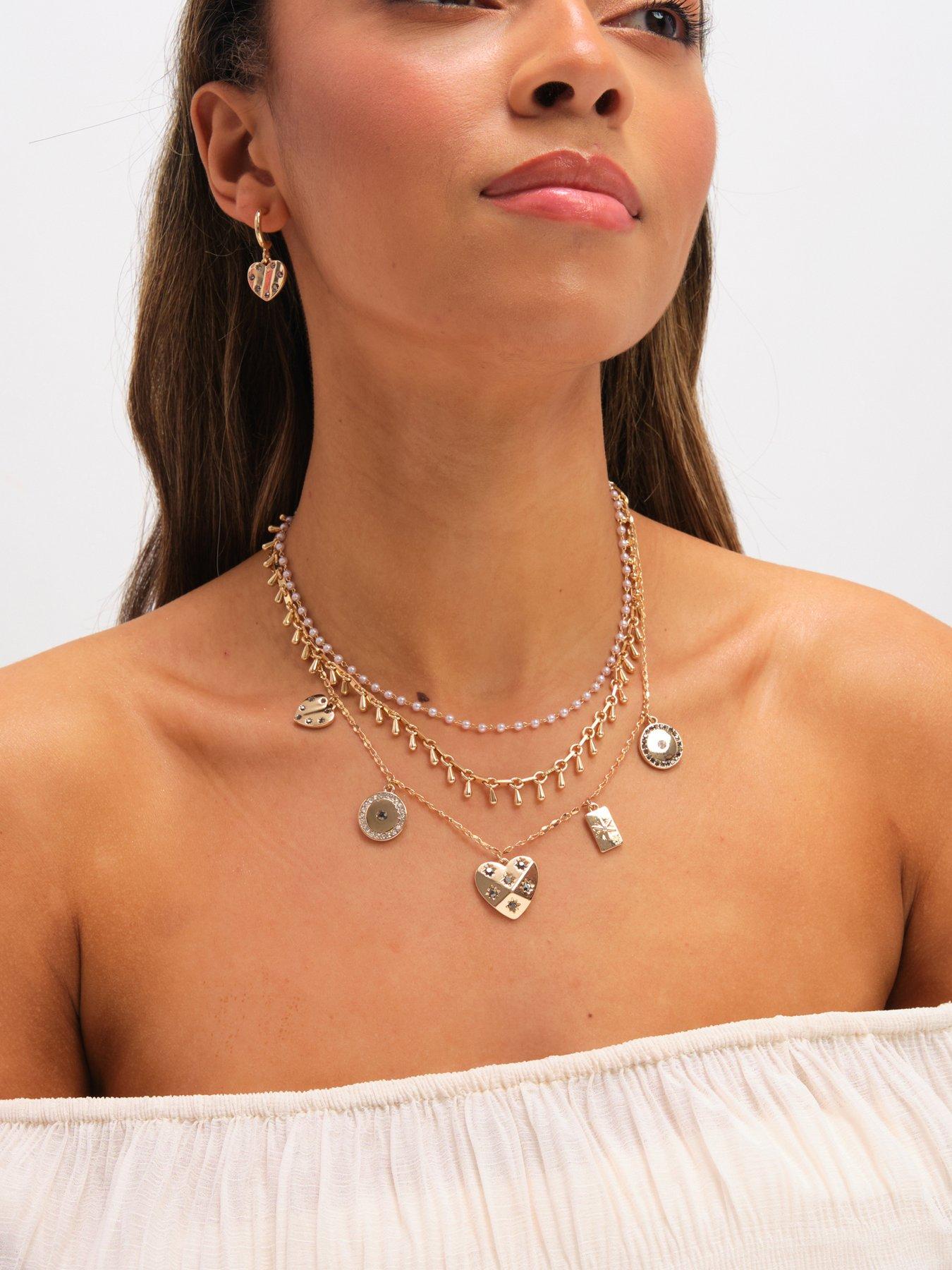 Image 3 of 3 of Mood Mood Gold Plated Celestial Charm Multirow Necklace