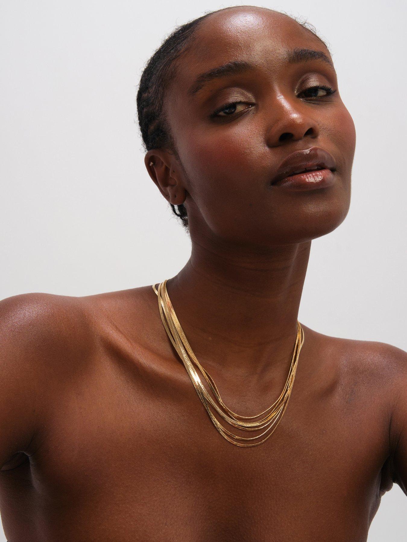 Image 2 of 2 of Inicio Gold Plated Multi Layered Necklace - Gift Pouch