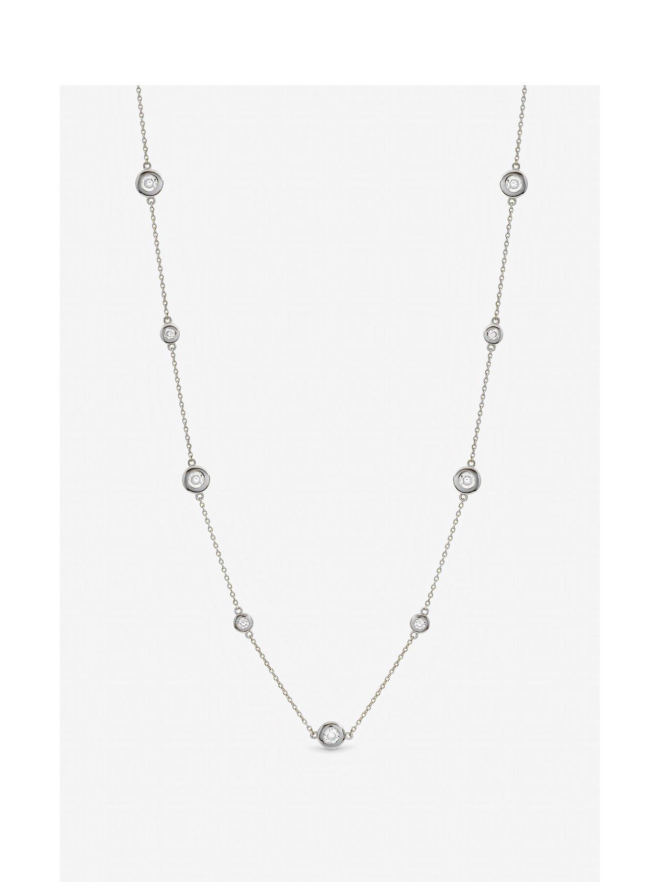  image of jon-richard-silver-plated-cubic-zirconia-bezel-necklace