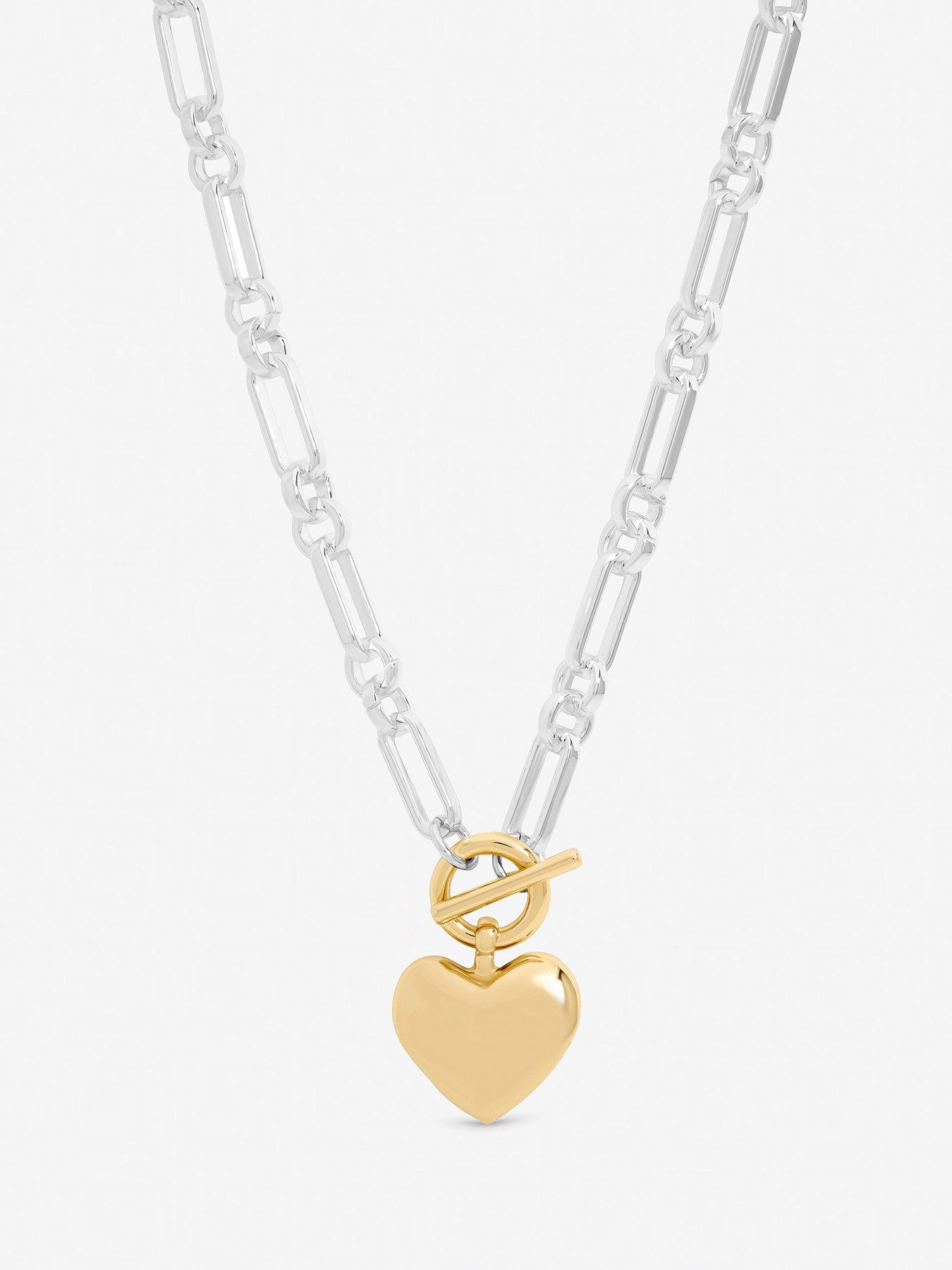 stillFront image of mood-two-tone-heart-link-necklace