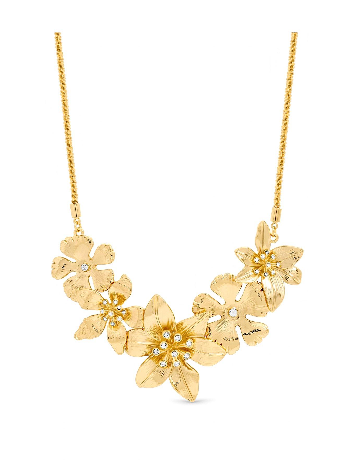 Image 1 of 3 of Mood Gold Polished Statement Floral Necklace
