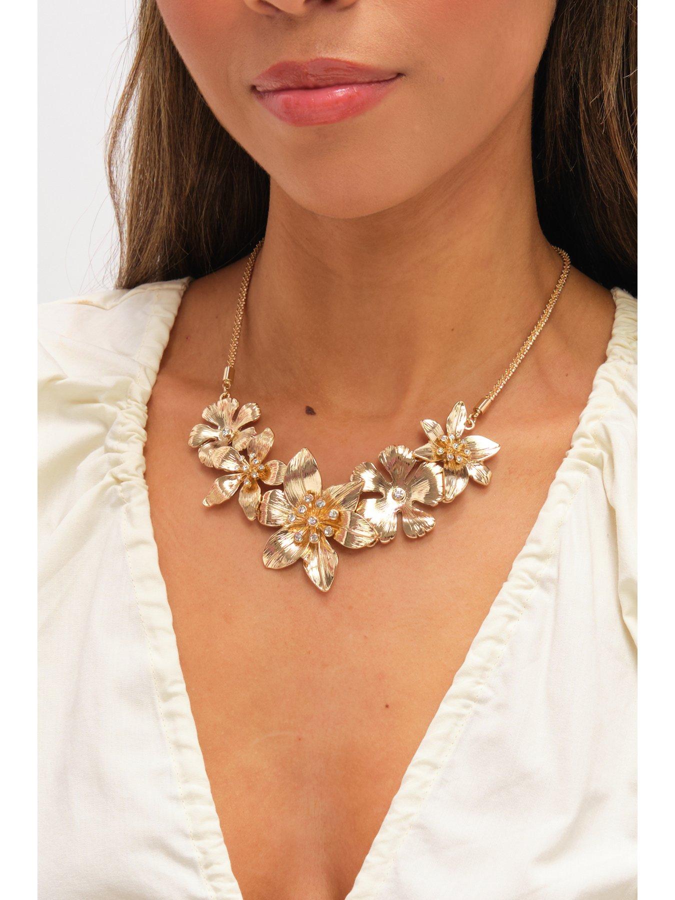 Image 2 of 3 of Mood Gold Polished Statement Floral Necklace