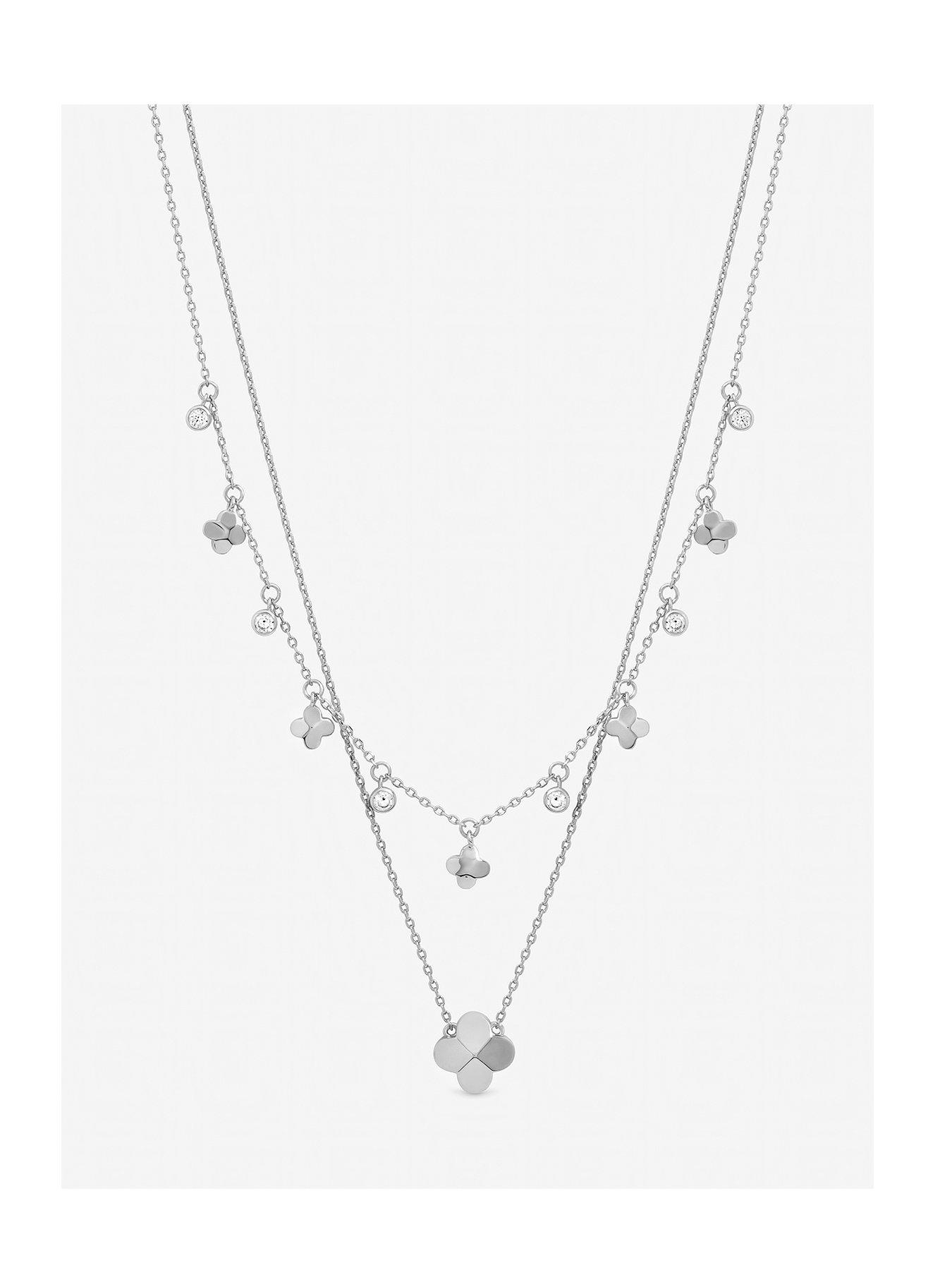 Inicio Double Row Bezel Station Clover Necklace - Gift Pouch