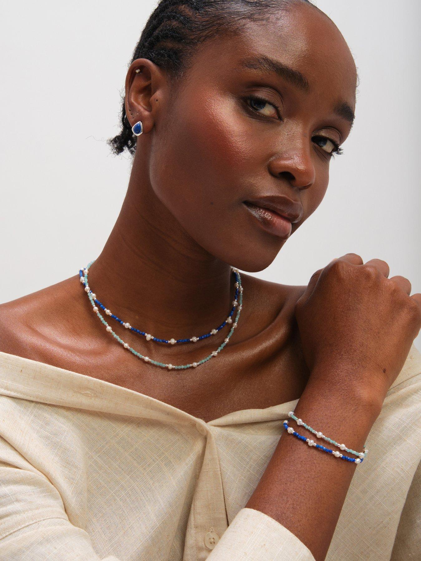 Image 3 of 4 of Inicio Turquoise And Pearl Necklace - Gift Pouch