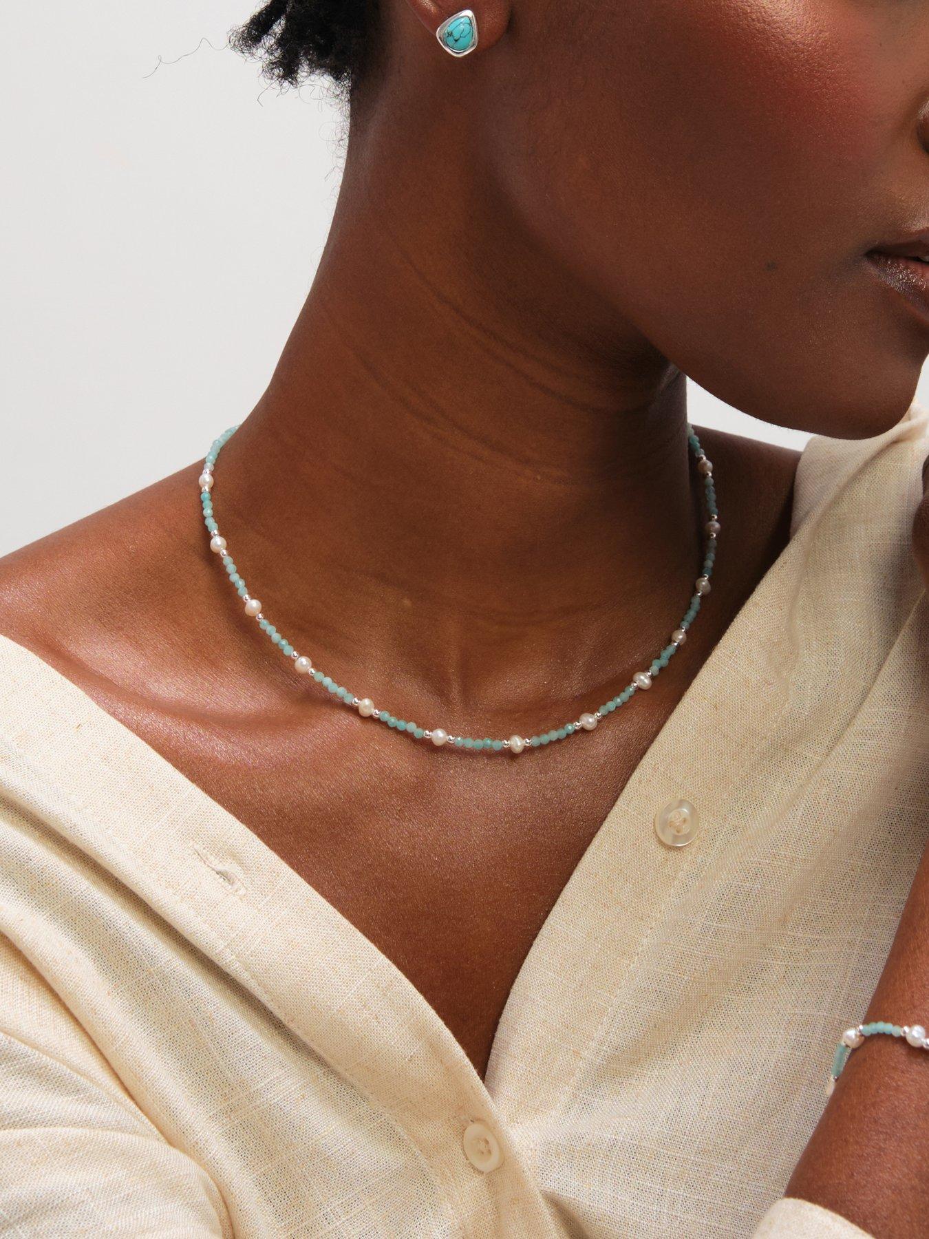 Image 4 of 4 of Inicio Turquoise And Pearl Necklace - Gift Pouch