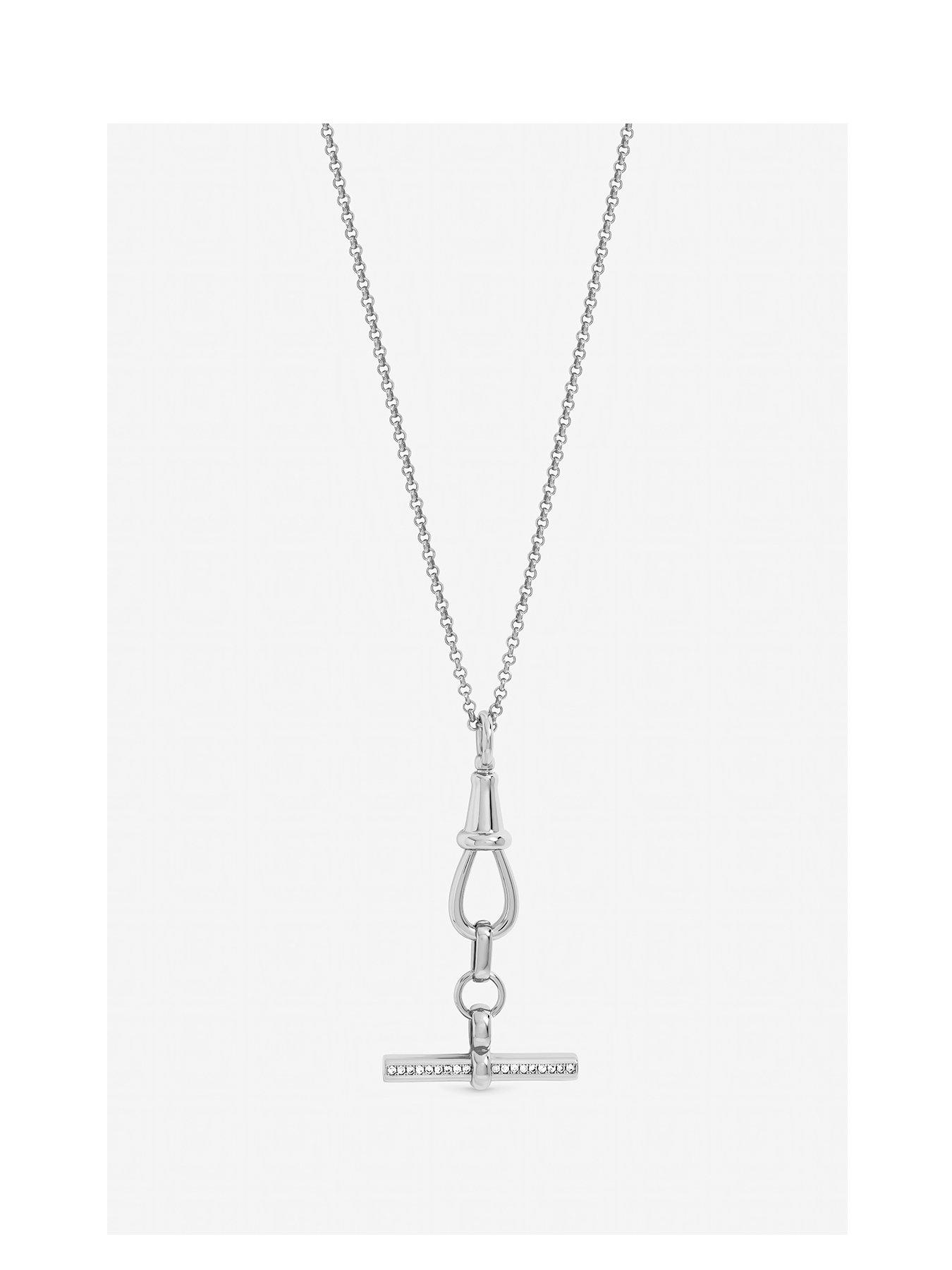 Jon Richard Silver Plated Pave T Bar Necklace