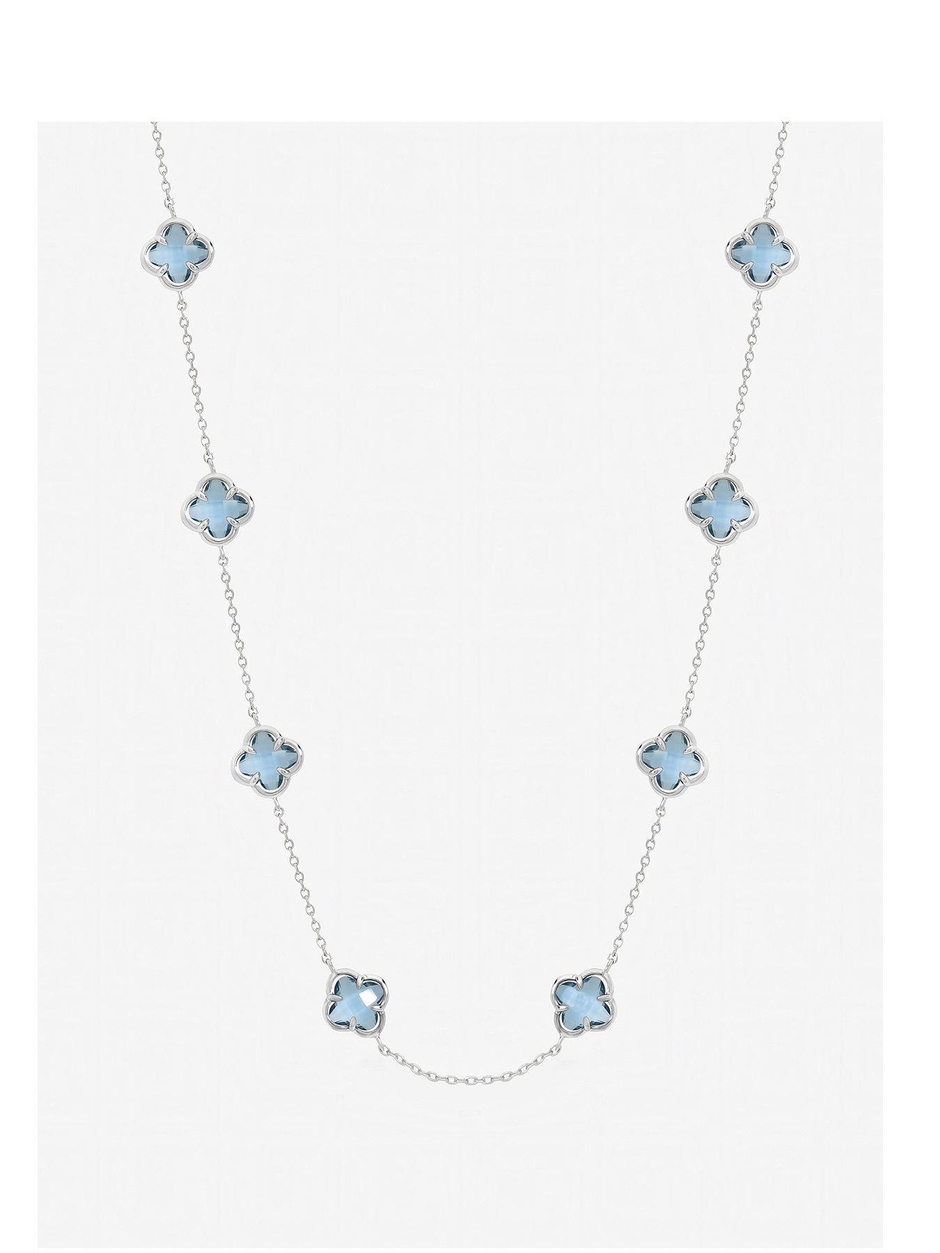 Image 1 of 1 of Inicio Sterling Silver Light Sapphire Clover Necklace - Gift Pouch