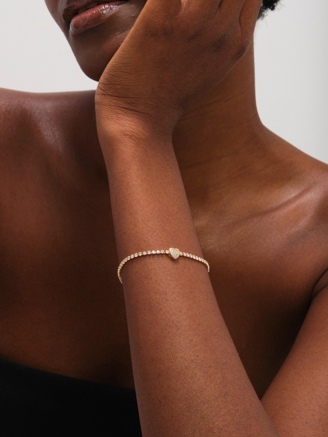  image of jon-richard-silver-plated-and-pave-heart-toggle-bracelet