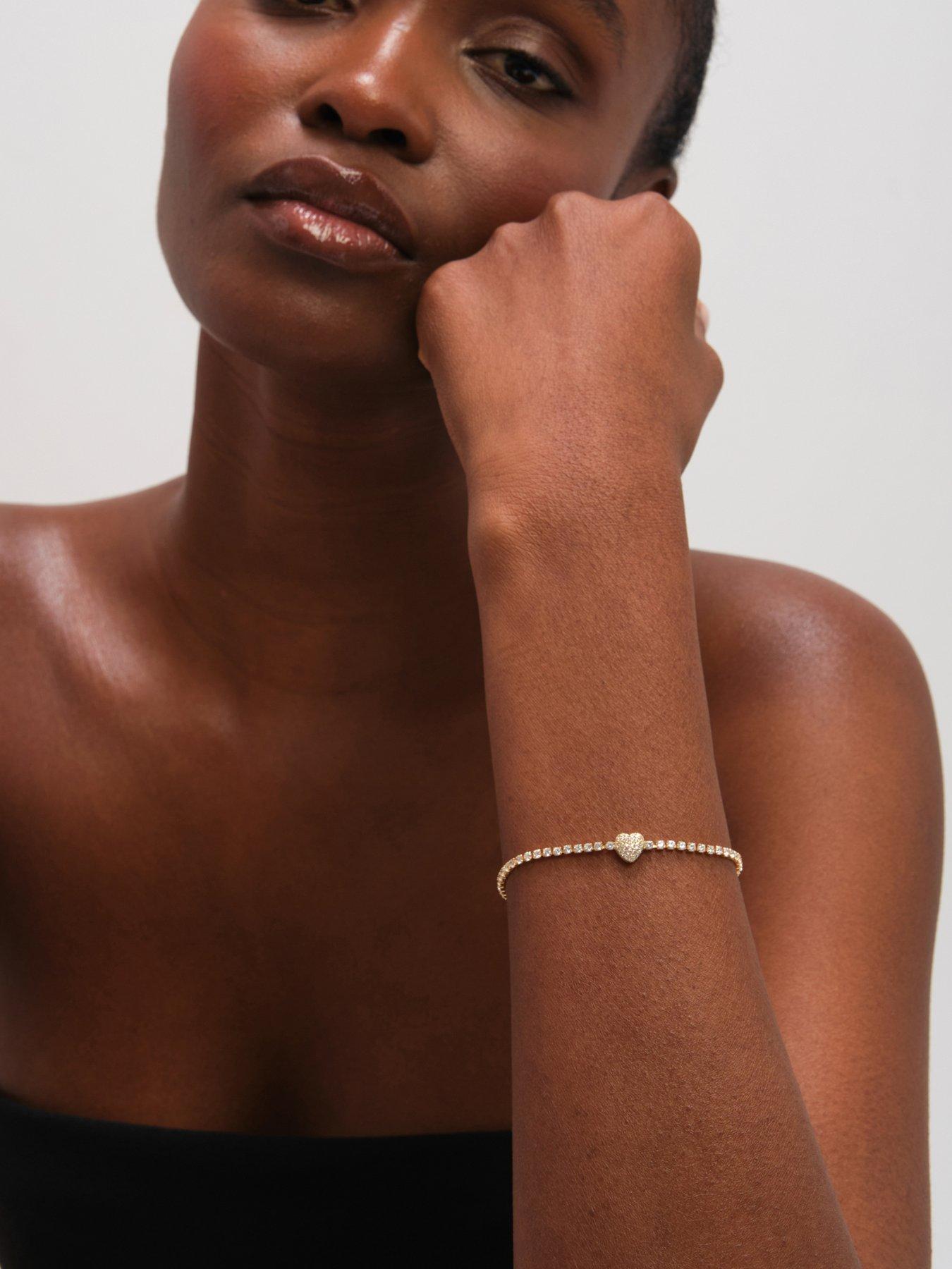  image of jon-richard-silver-plated-and-pave-heart-toggle-bracelet