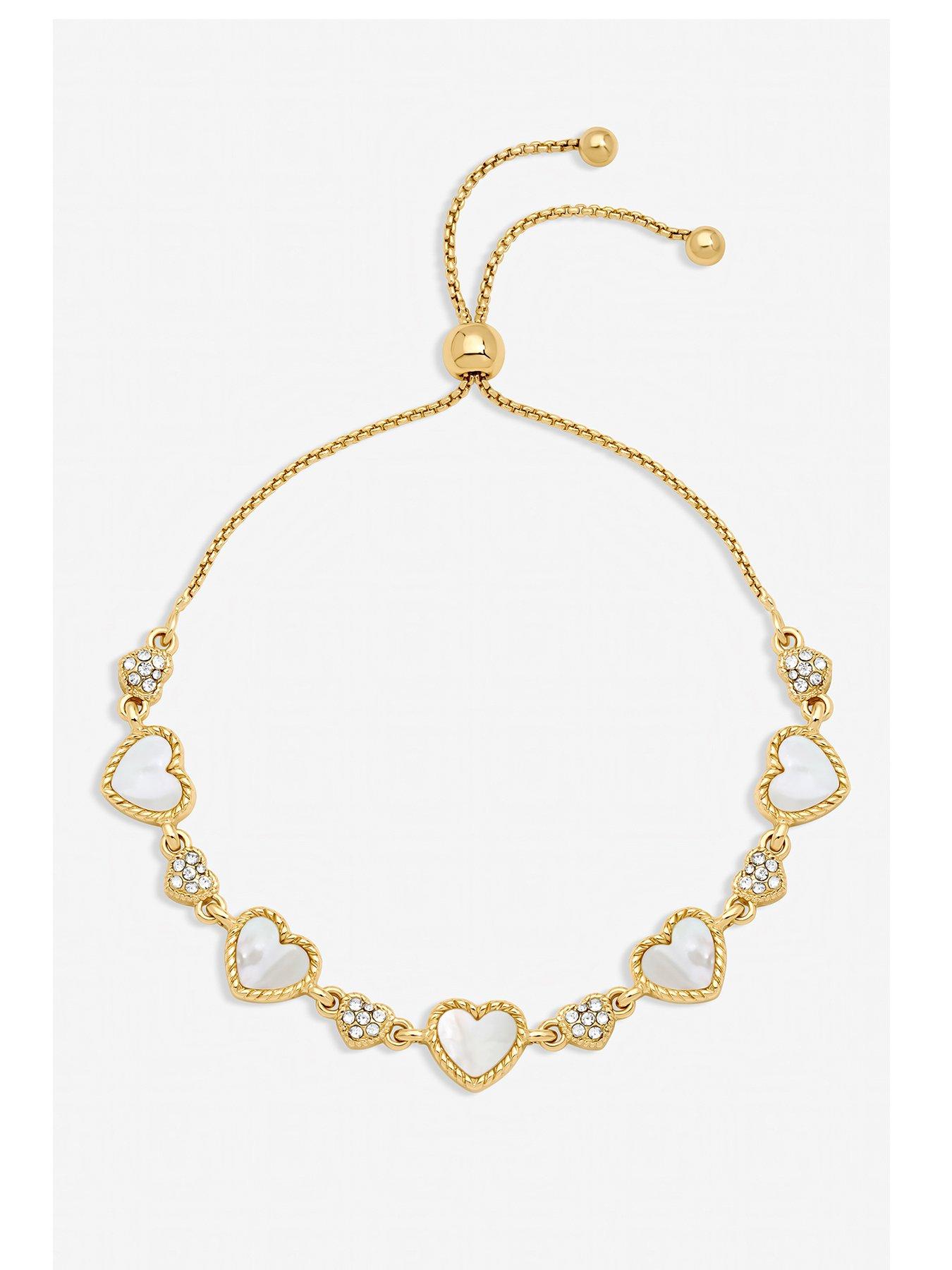 Jon Richard Gold Plated Pave and Mother of Pearl Heart Toggle Bracelet
