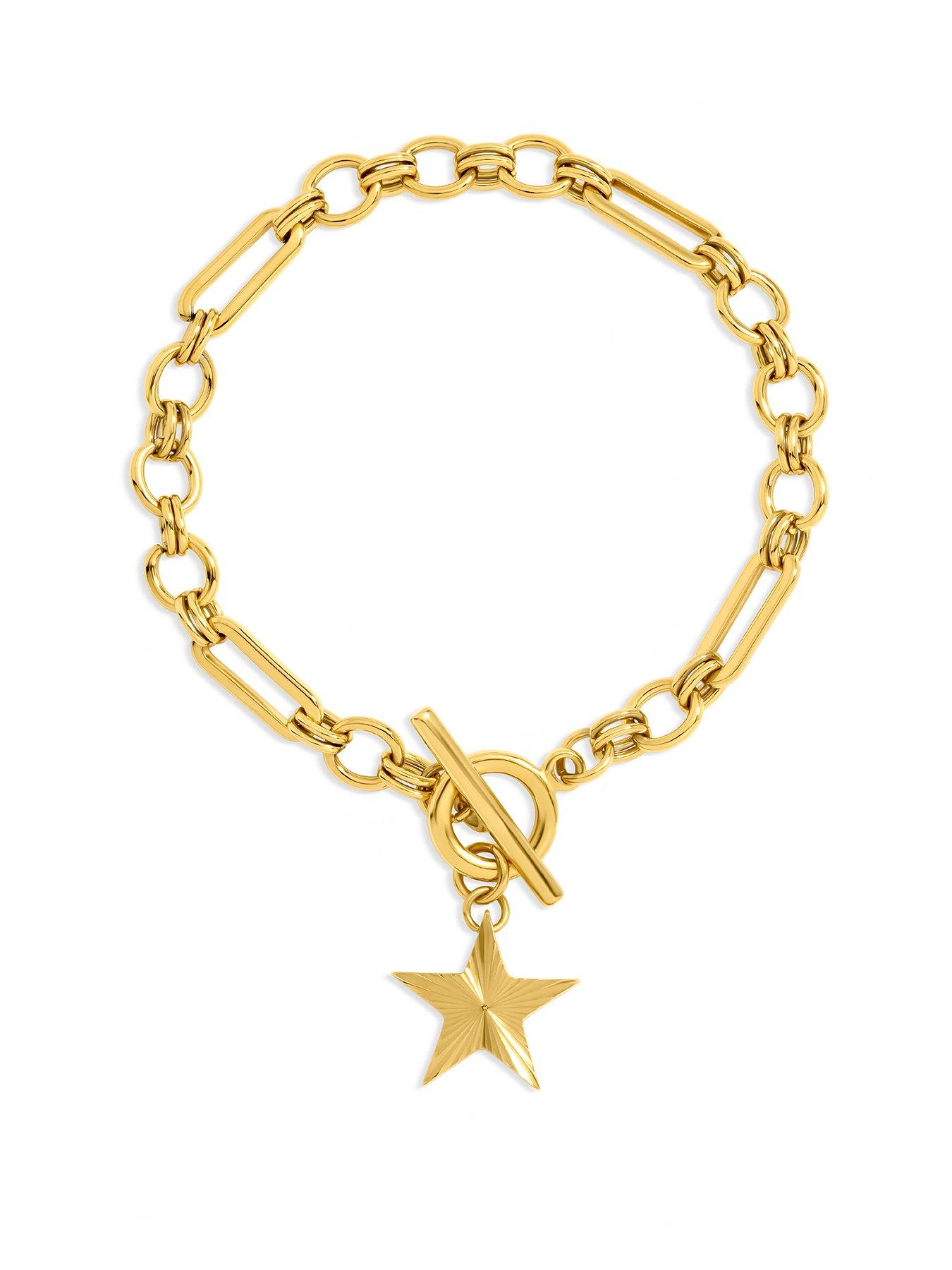 Jon Richard Gold Plated Waterproof Diamond Cut Star T Bar Bracelet