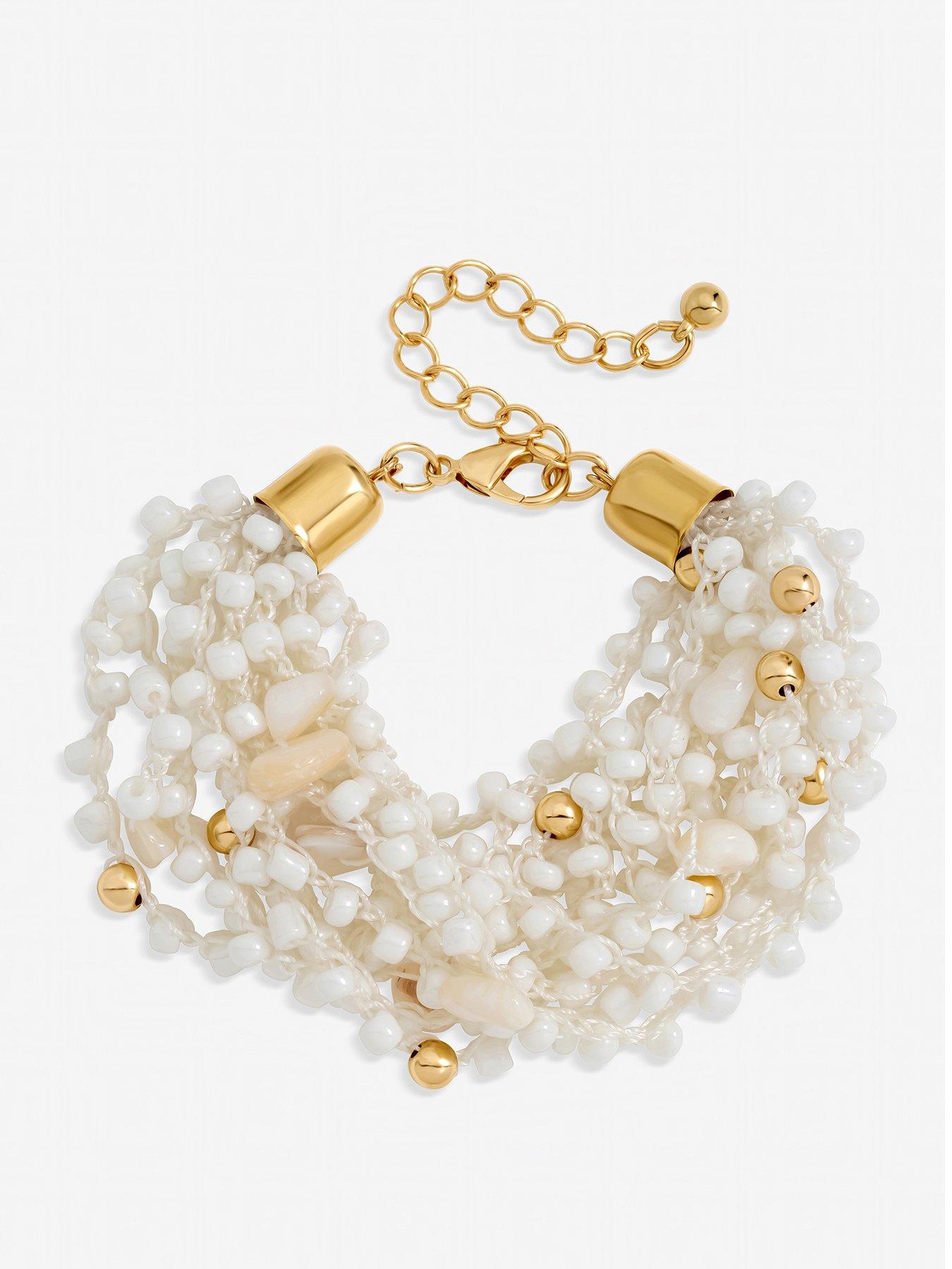Image 1 of 1 of Mood Gold Plated Statement Multirow Beaded Bracelet