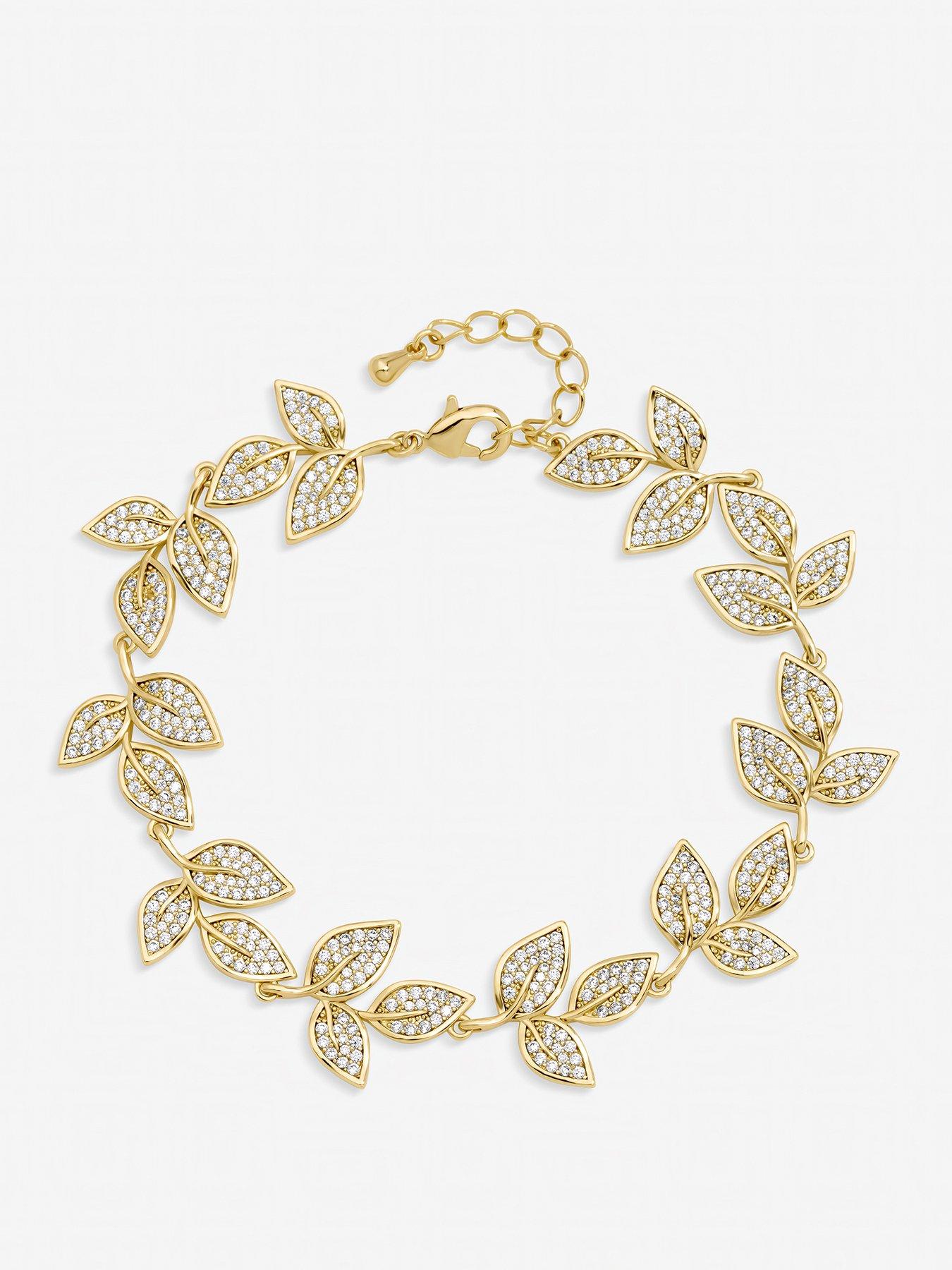 Jon Richard Gold Plated and Cubic Zirconia Leaf Bracelet