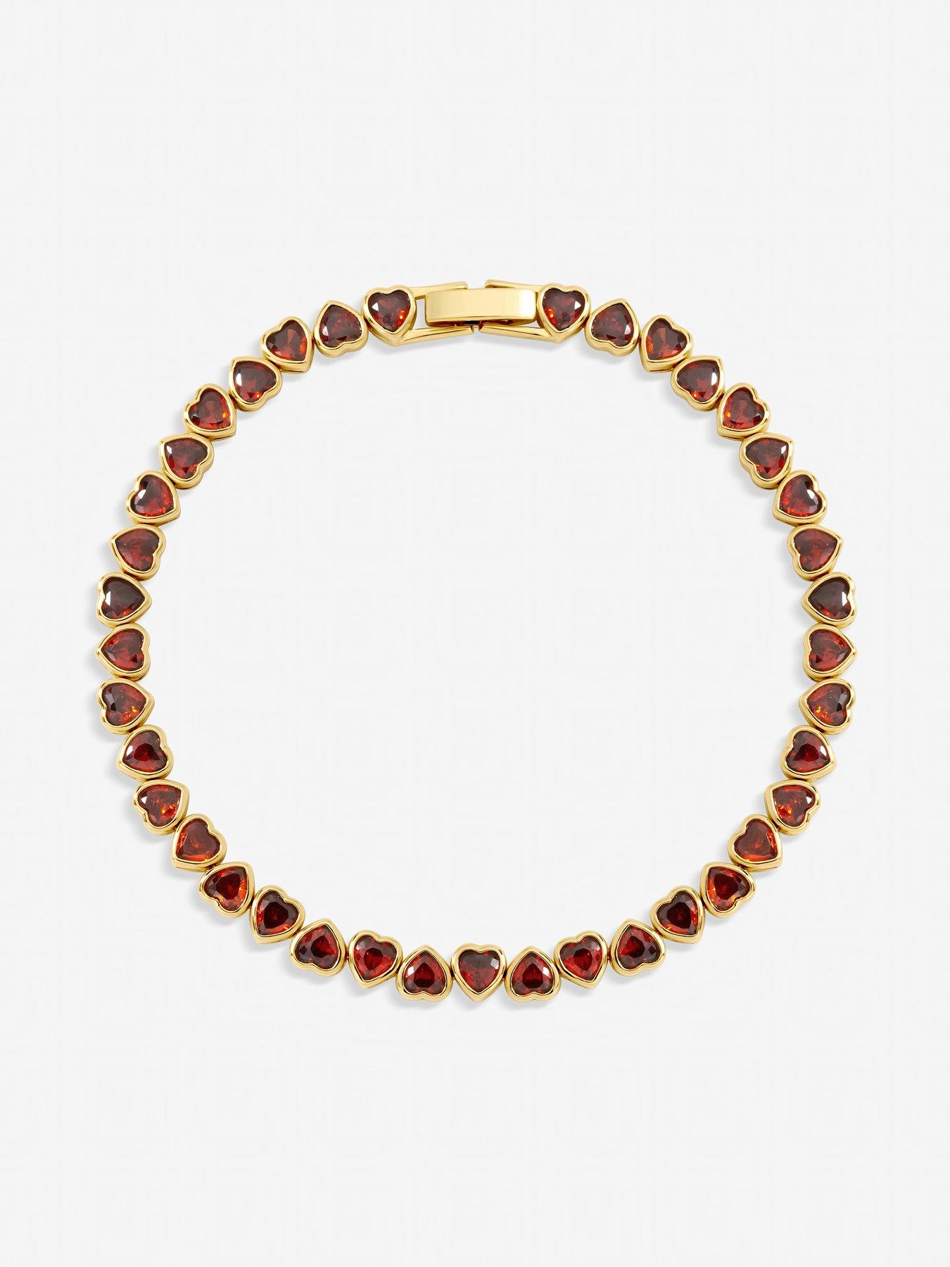 Image 2 of 2 of Jon Richard Gold Plated Cubic Zirconia Red Heart Drop Bracelet
