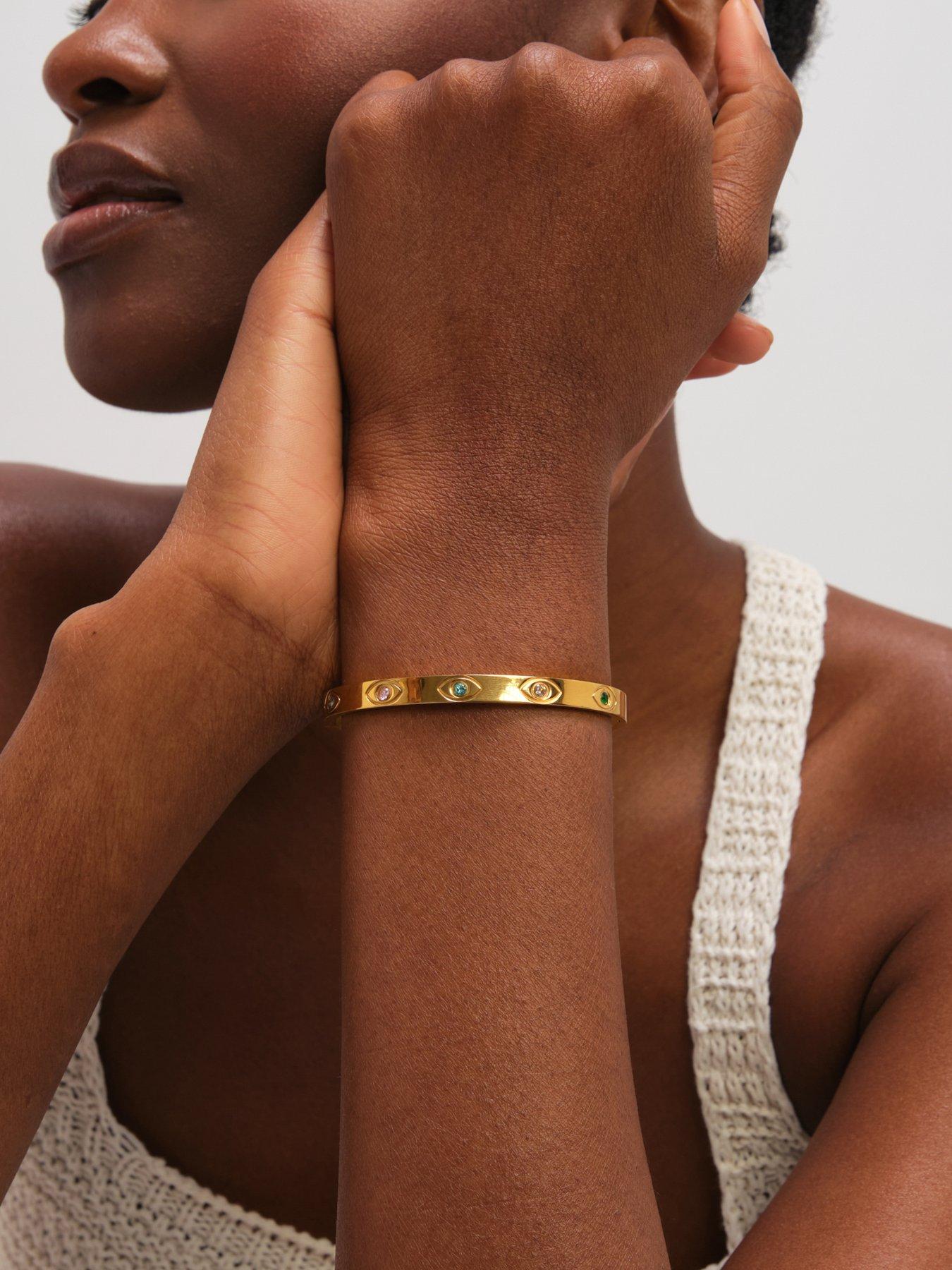Image 3 of 3 of Jon Richard Gold Plated Waterproof Multi Colour Evil Eye Bangle