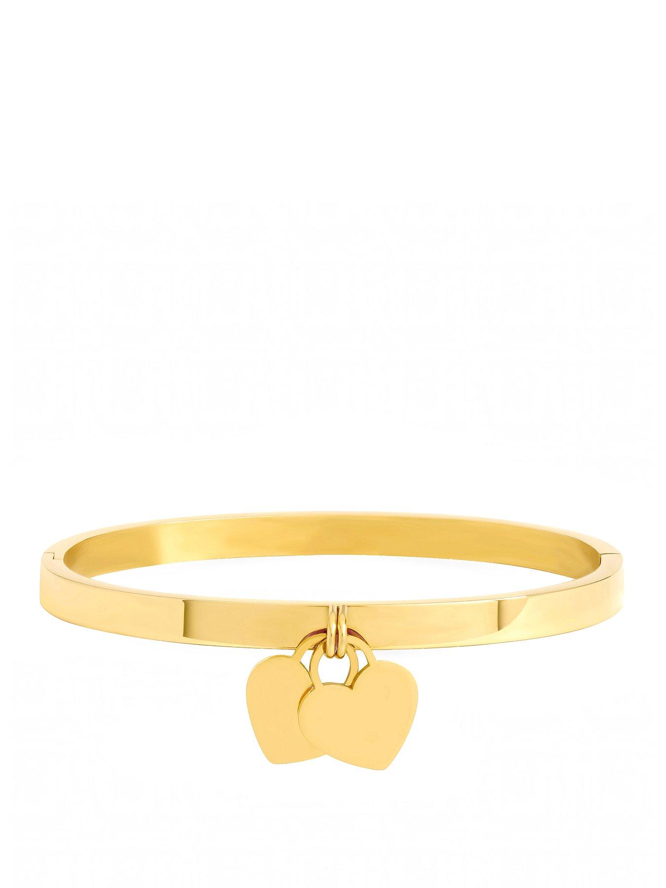 Image 1 of 2 of Jon Richard Gold Plated Waterproof Heart Charm Engraveable Bangle