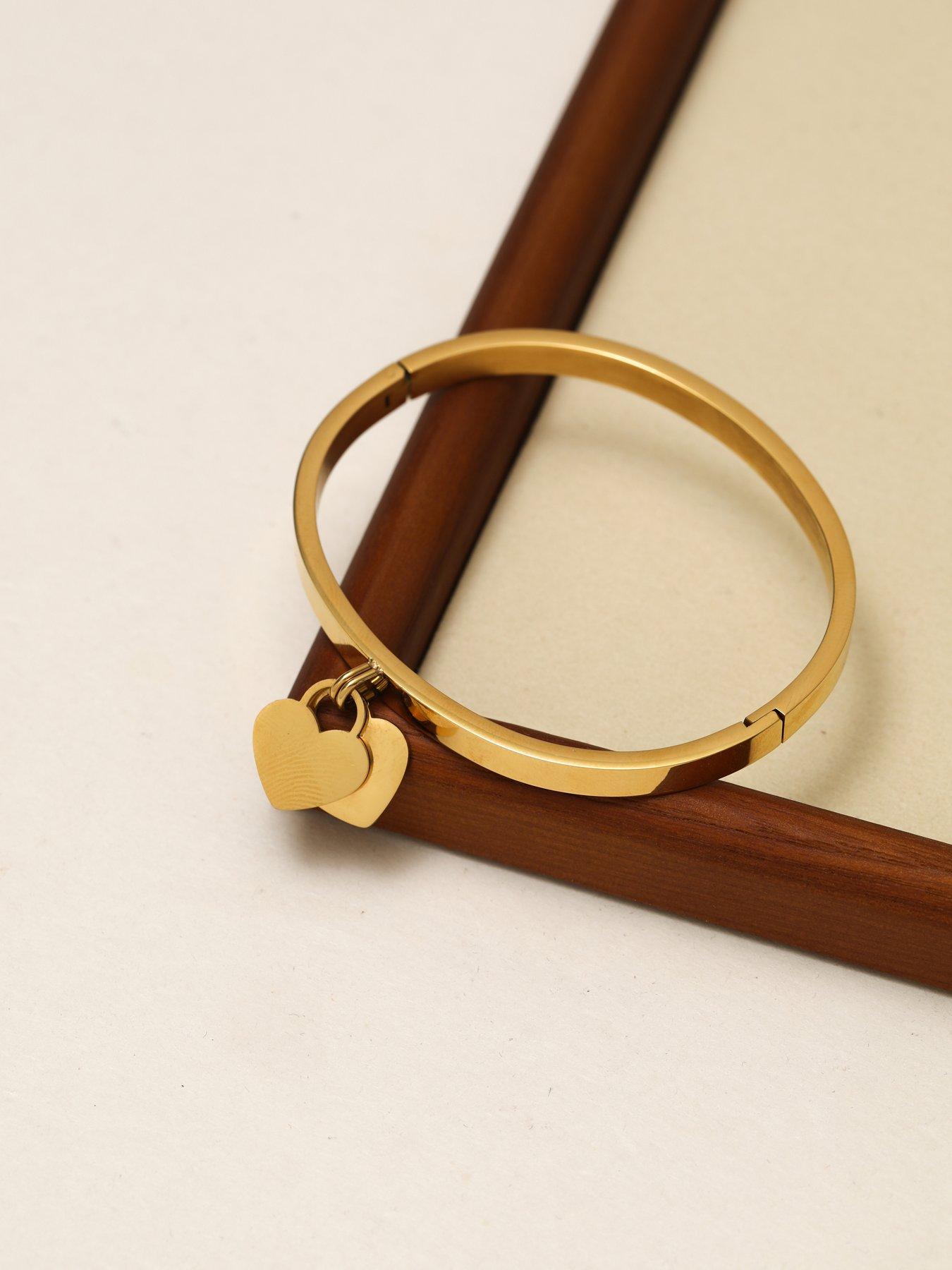 Image 2 of 2 of Jon Richard Gold Plated Waterproof Heart Charm Engraveable Bangle