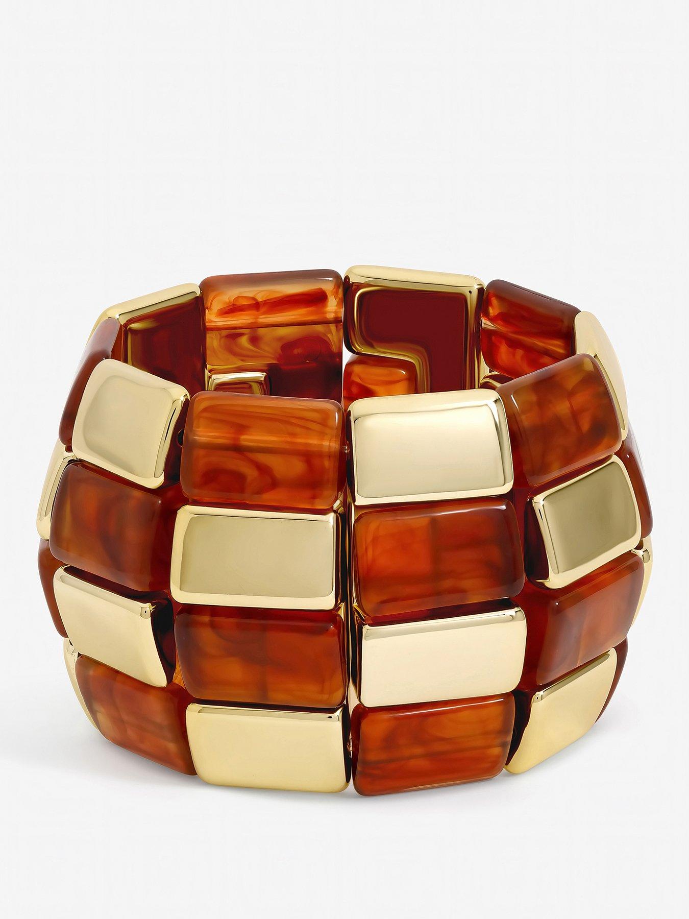  image of mood-gold-plated-and-resin-statement-stretch-bracelet
