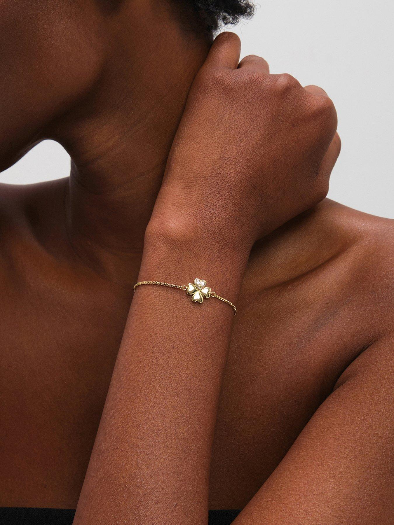 Image 1 of 4 of Inicio Gold Plated and Crystal Toggle Bracelet - Gift Pouch