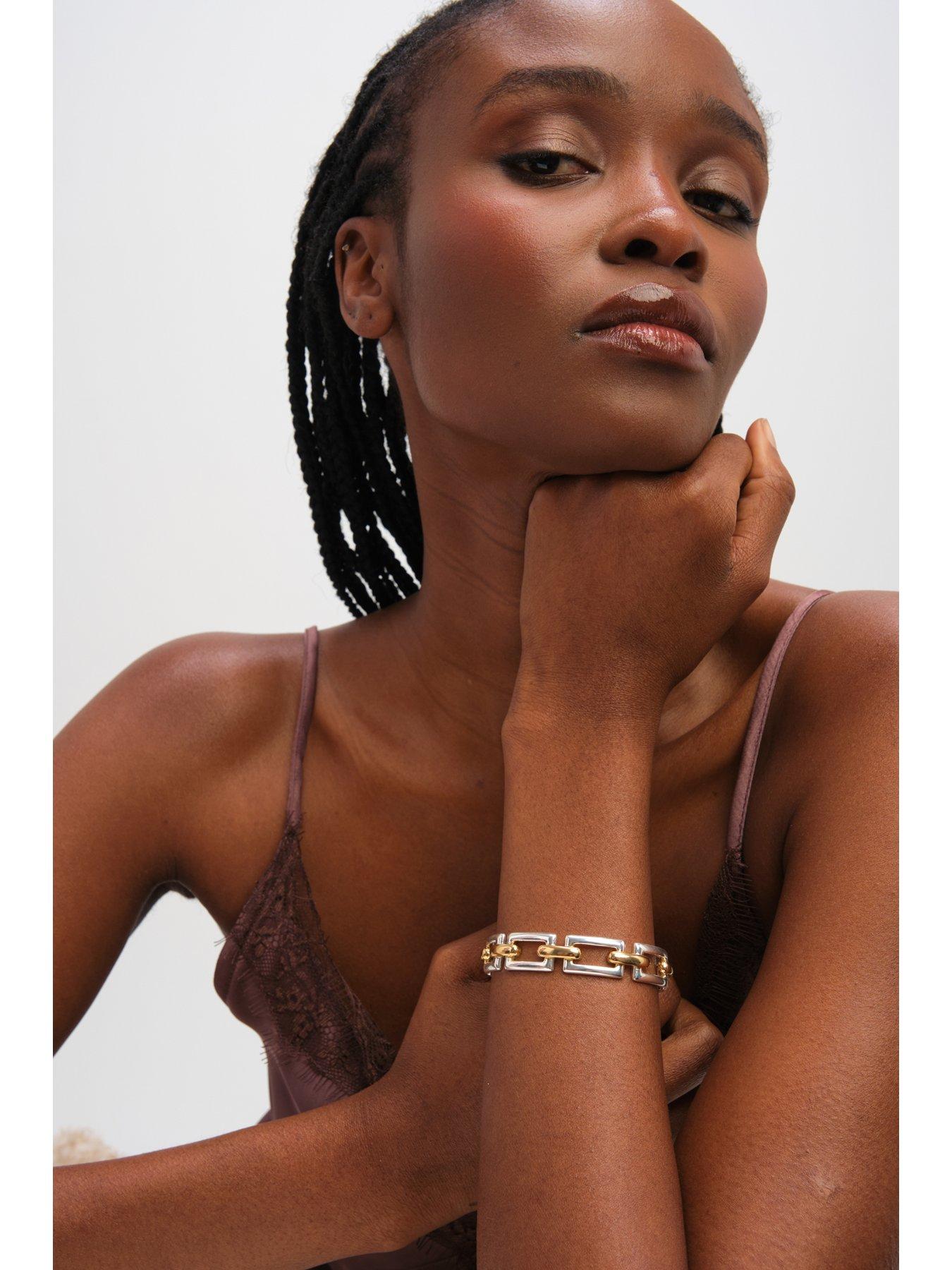 Image 2 of 3 of Inicio Two Tone Polished Cuff Bracelet - Gift Pouch