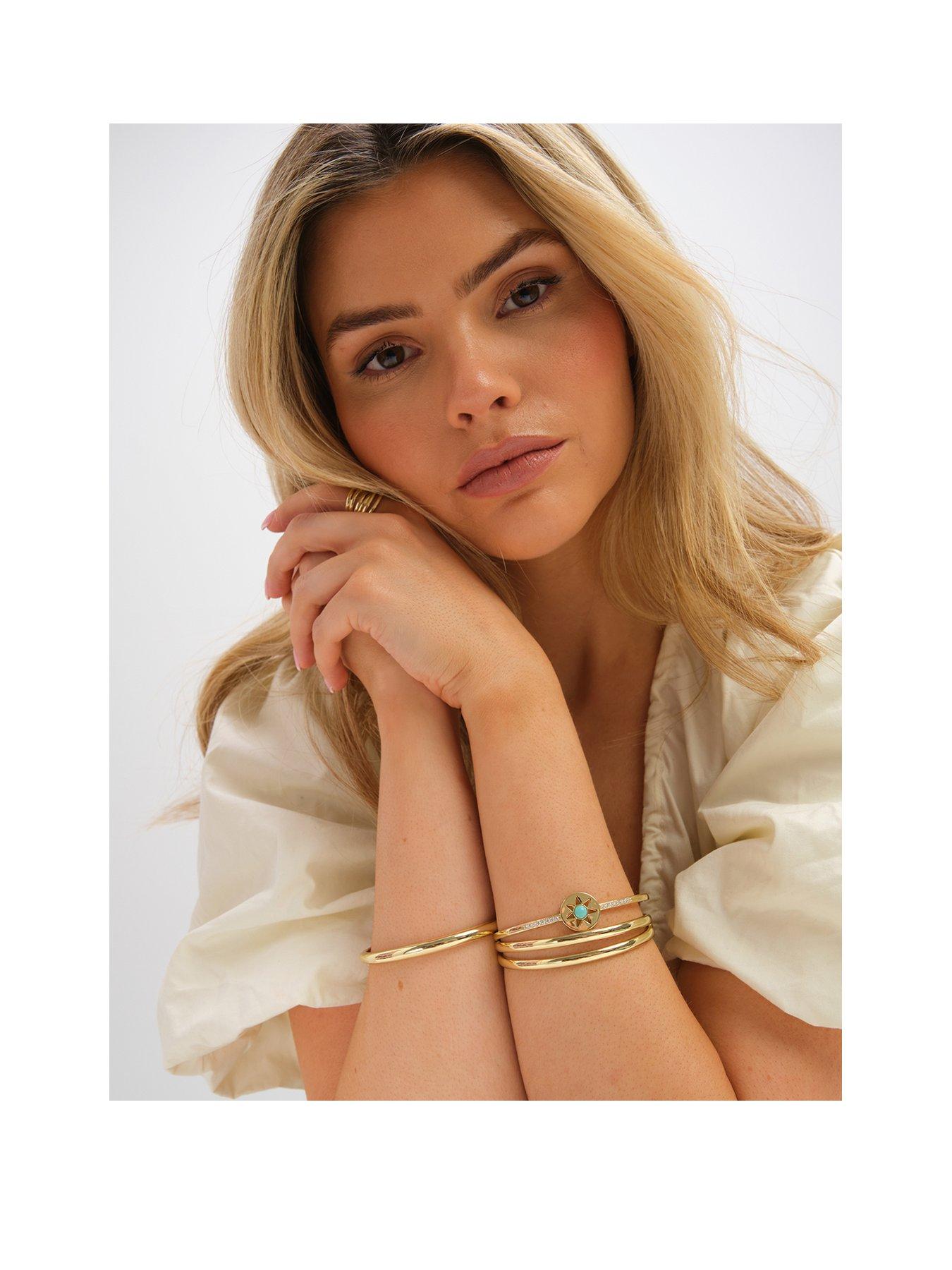 Inicio Gold Plated and Turquoise Celestial Bangle - Gift Pouch