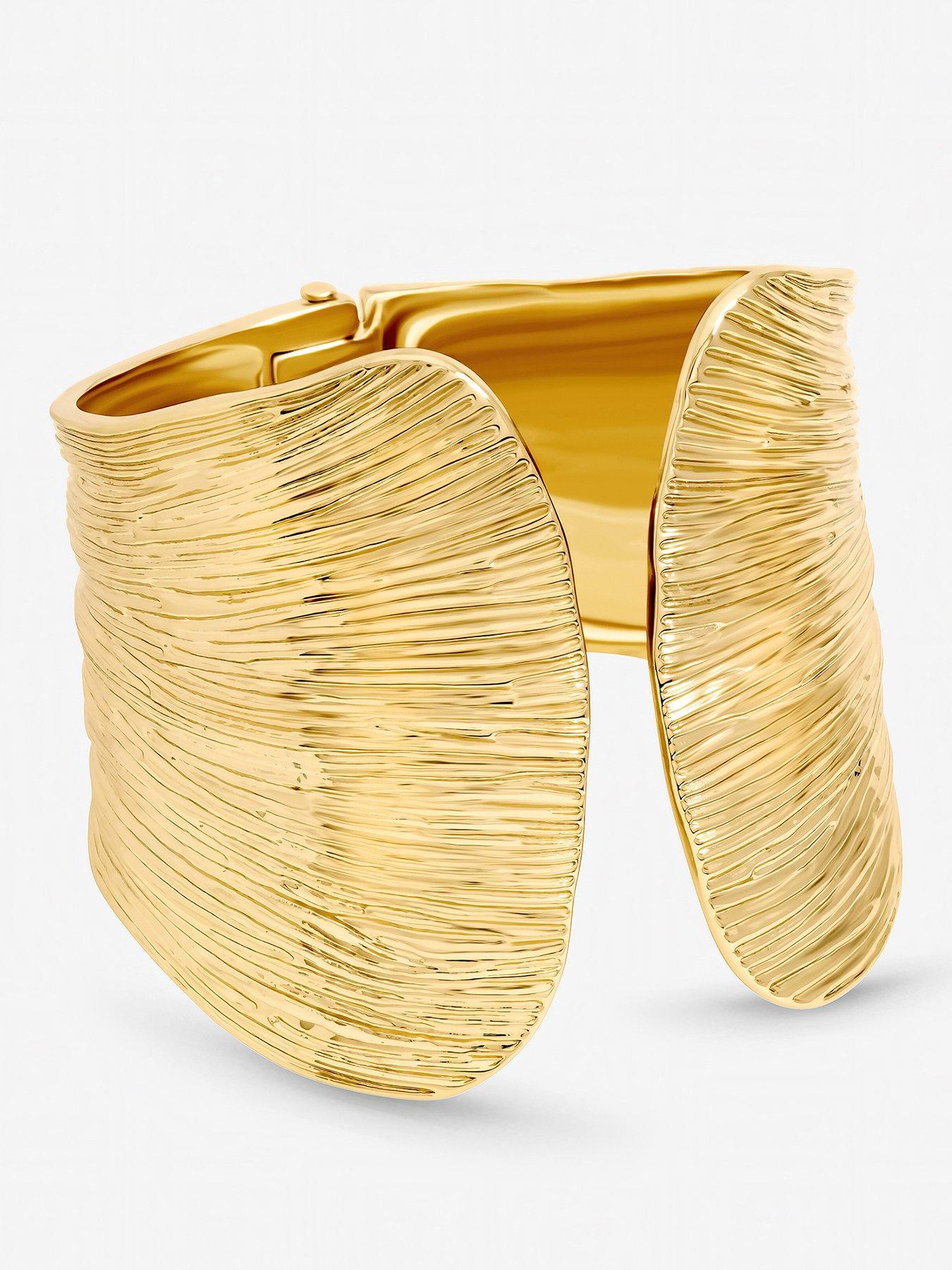  image of inicio-gold-plated-textured-cuff-gift-pouch