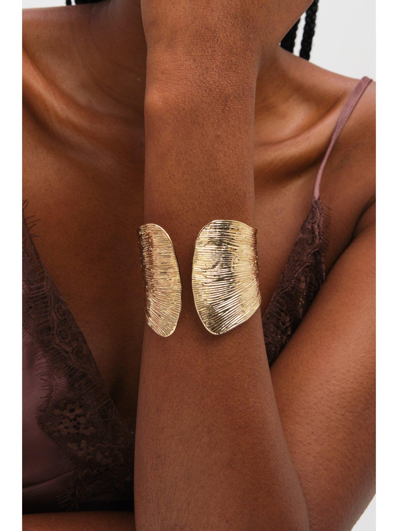  image of inicio-gold-plated-textured-cuff-gift-pouch