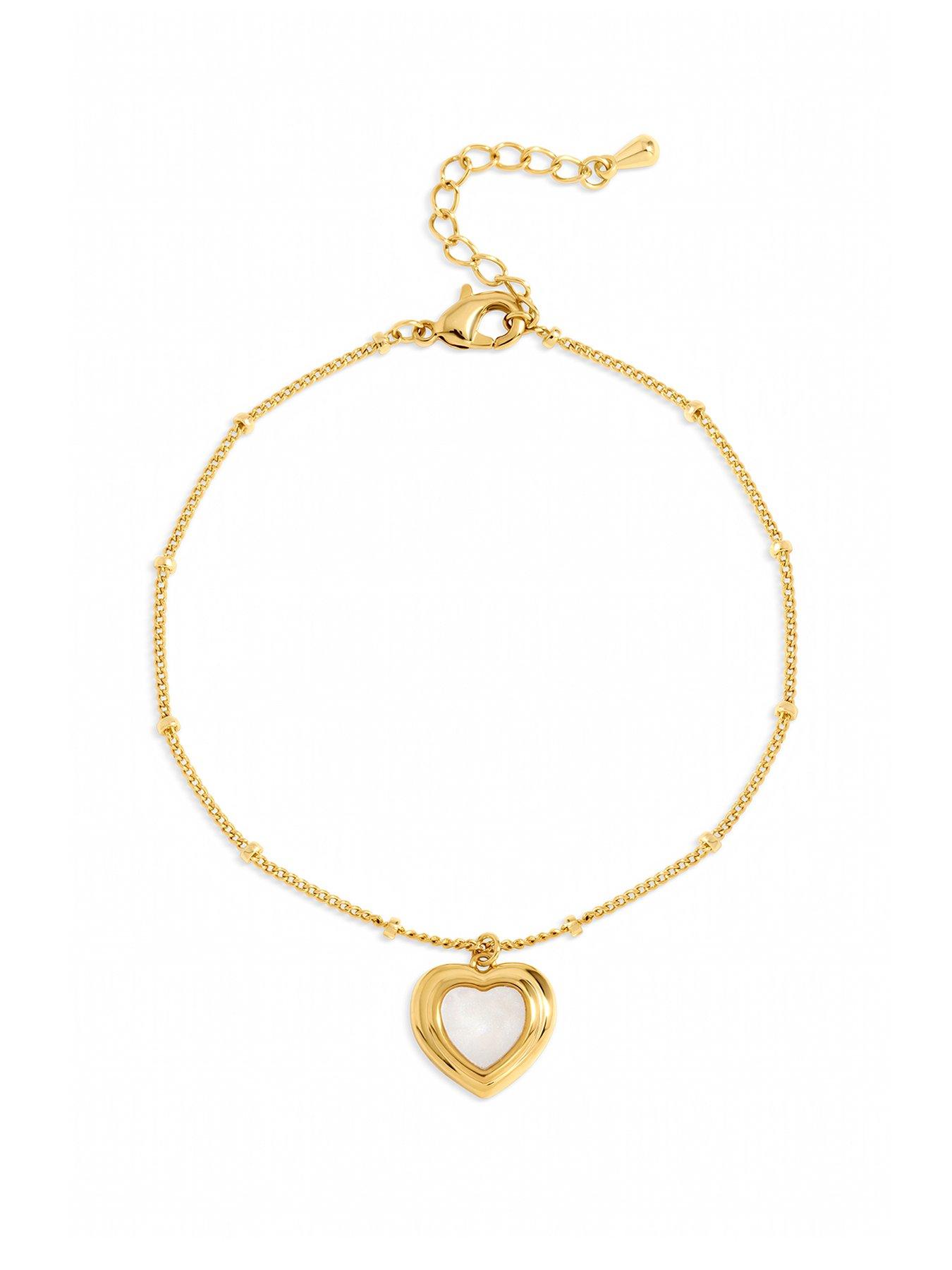 Image 1 of 5 of Inicio Gold Plated Mother of Pearl Heart Bracelet - Gift Pouch