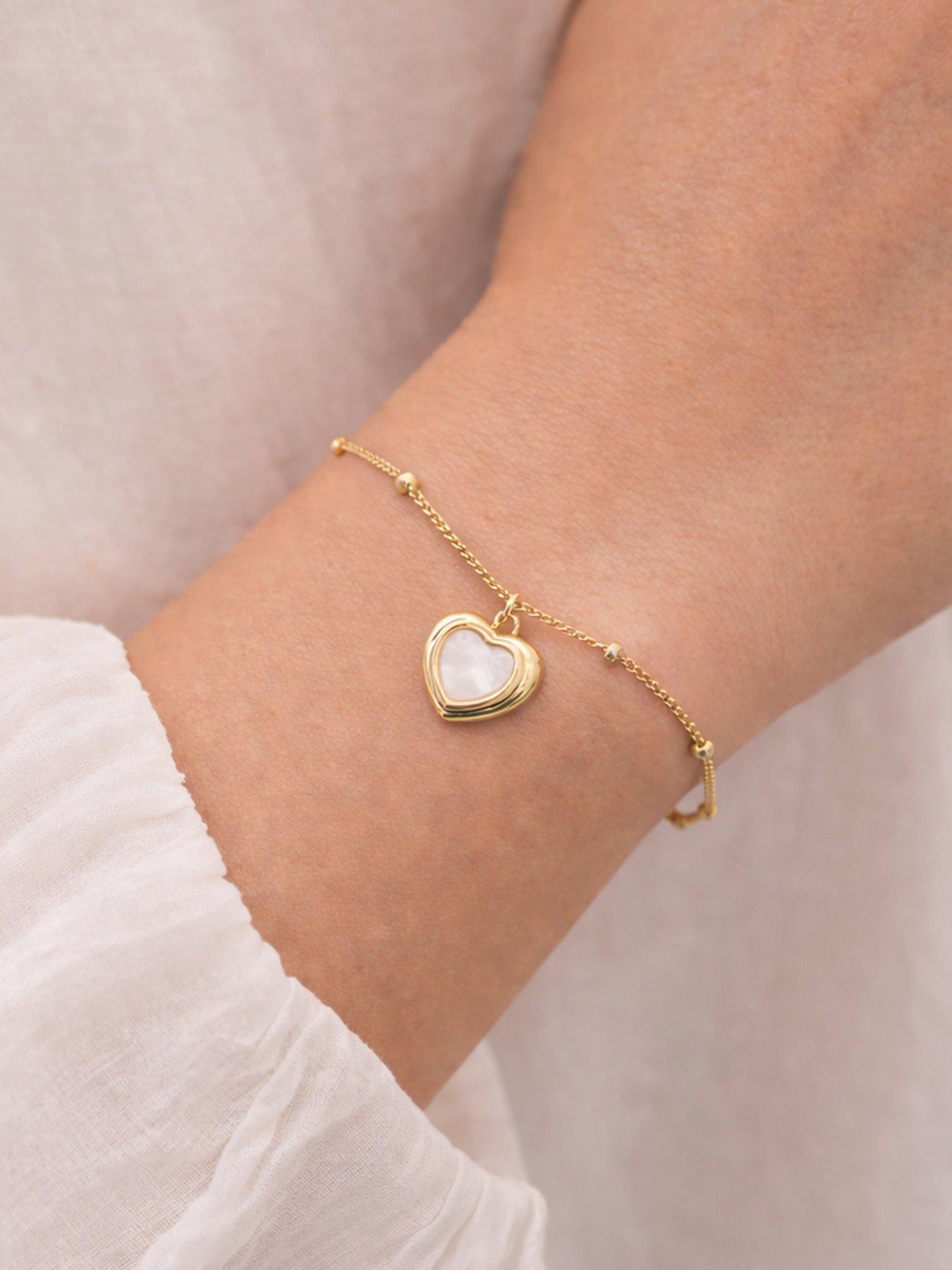 Image 2 of 5 of Inicio Gold Plated Mother of Pearl Heart Bracelet - Gift Pouch