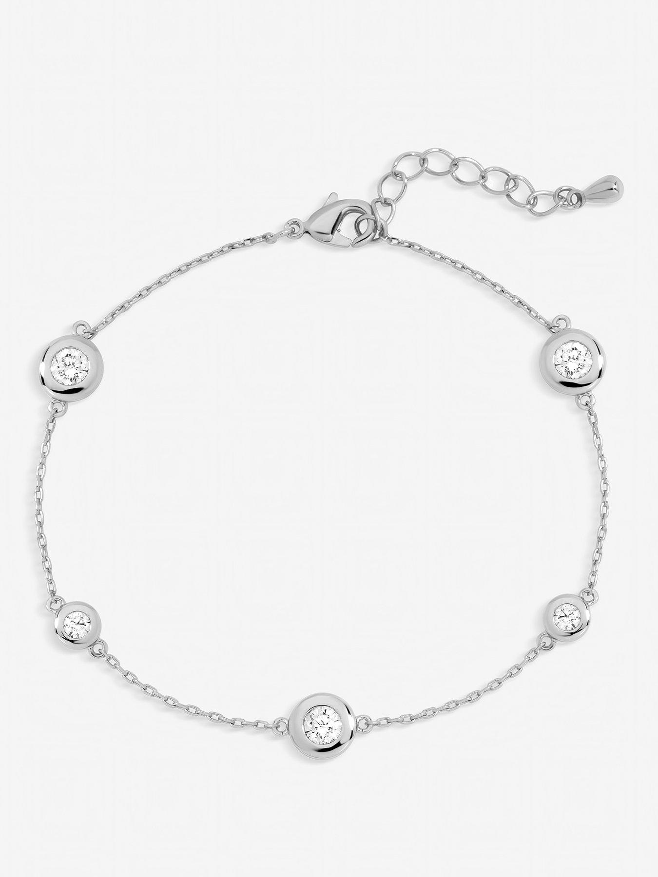  image of jon-richard-jonrichard-silver-plated-cubic-zirconia-bezel-bracelet