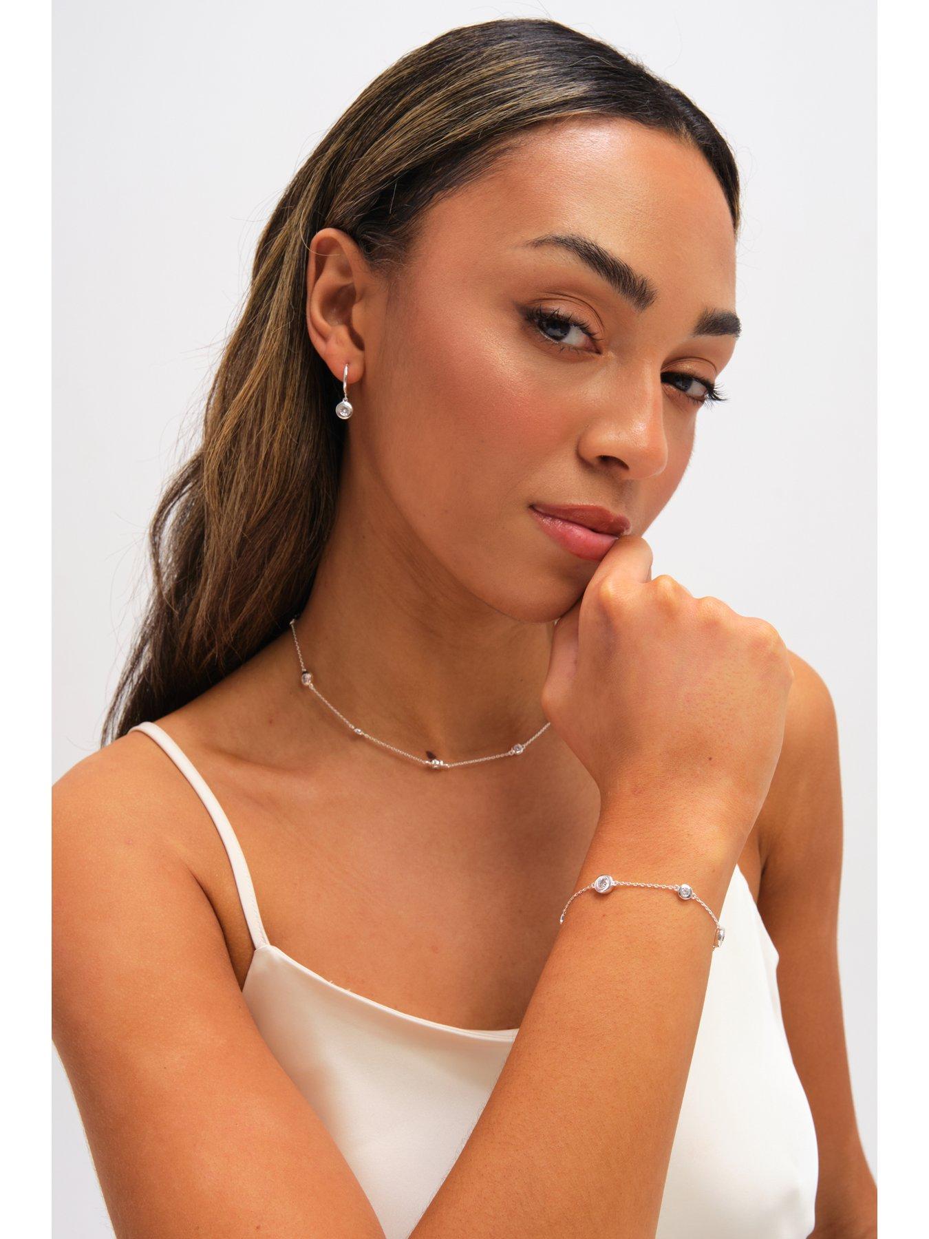  image of jon-richard-jonrichard-silver-plated-cubic-zirconia-bezel-bracelet
