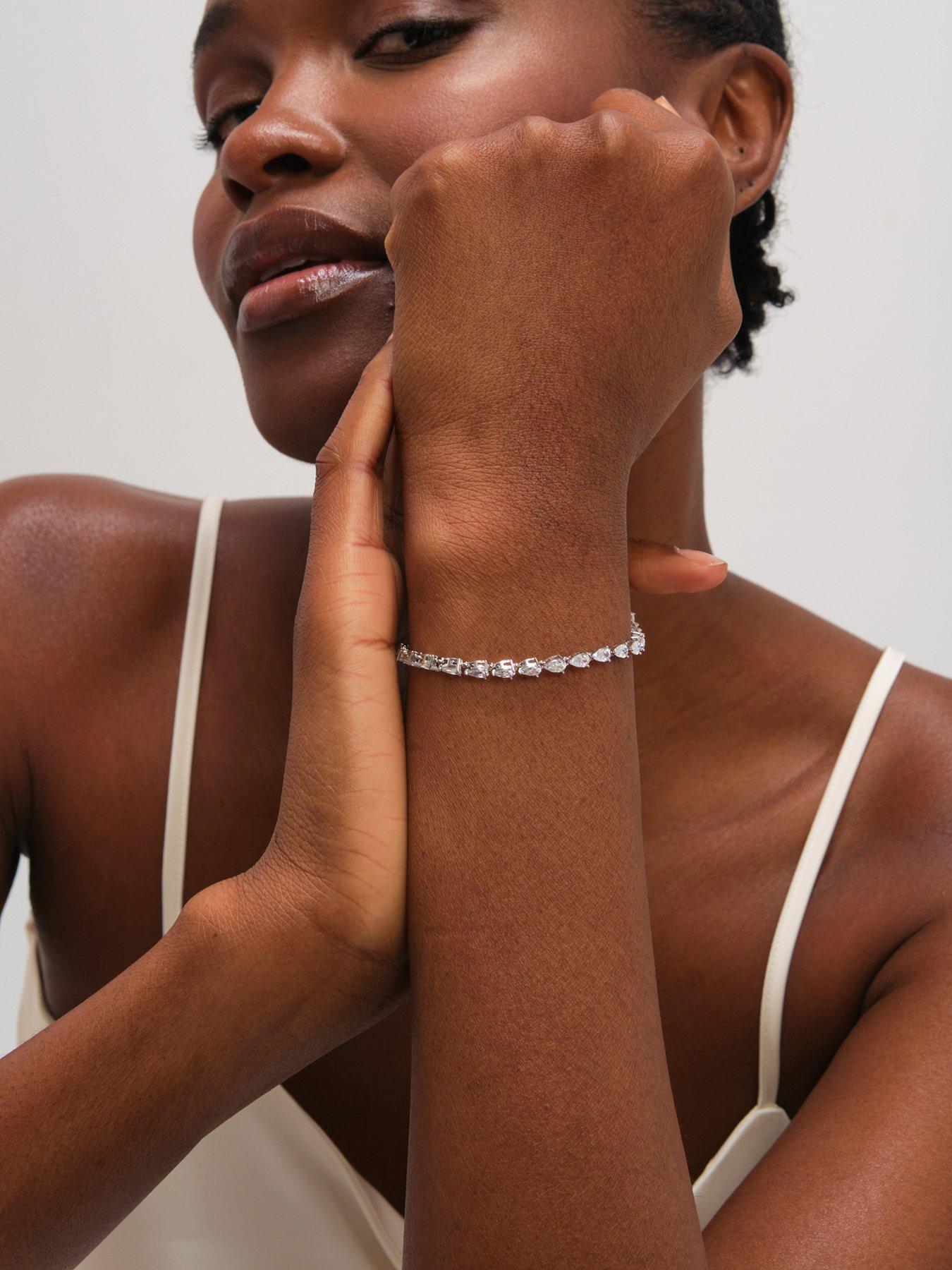  image of jon-richard-rhodium-pear-drop-bracelet