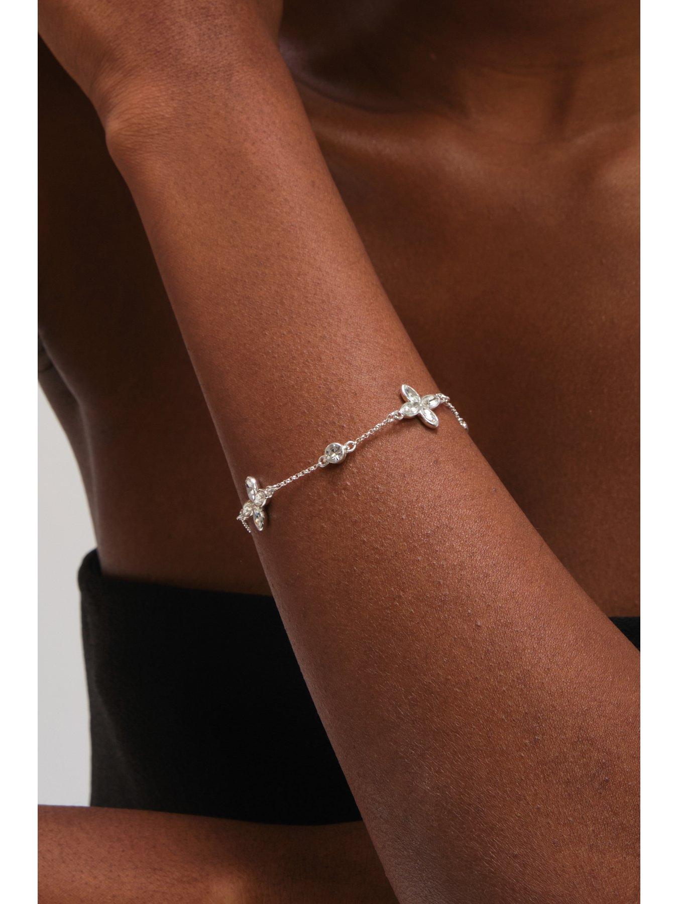 Image 3 of 3 of Jon Richard Silver Plated and Crystal Clover Bracelet