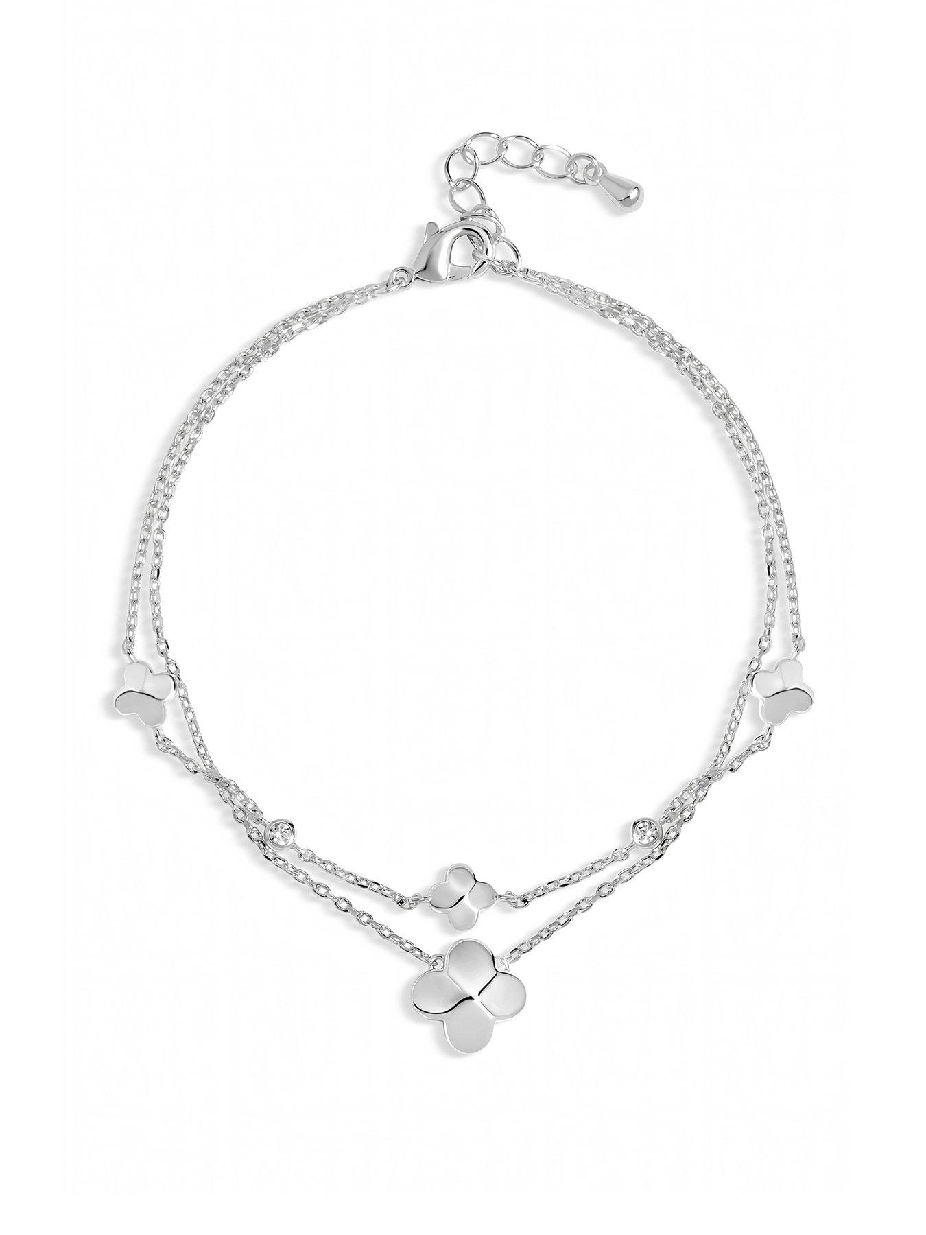  image of inicio-double-row-bezel-station-clover-bracelet-gift-pouch