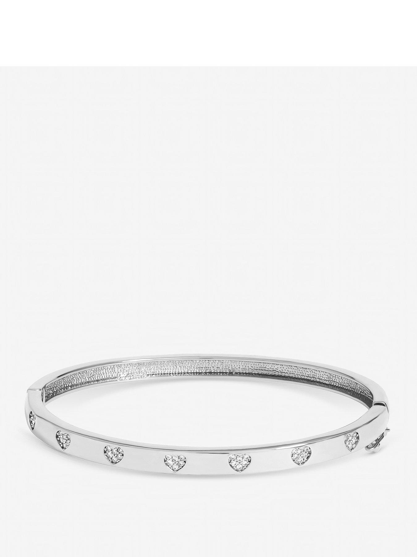 Image 1 of 1 of Jon Richard Silver Plated and Crystal Heart Bangle