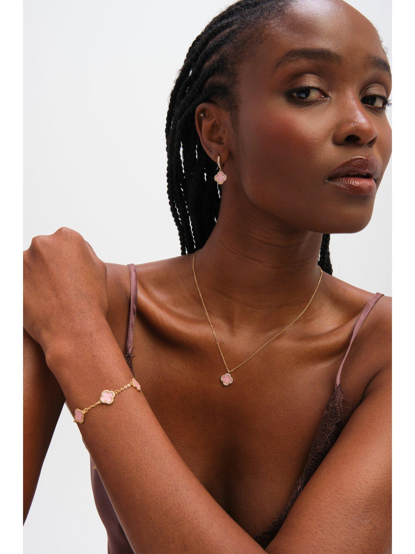 Image 2 of 3 of Jon Richard Gold Plated Pink Clover Bracelet