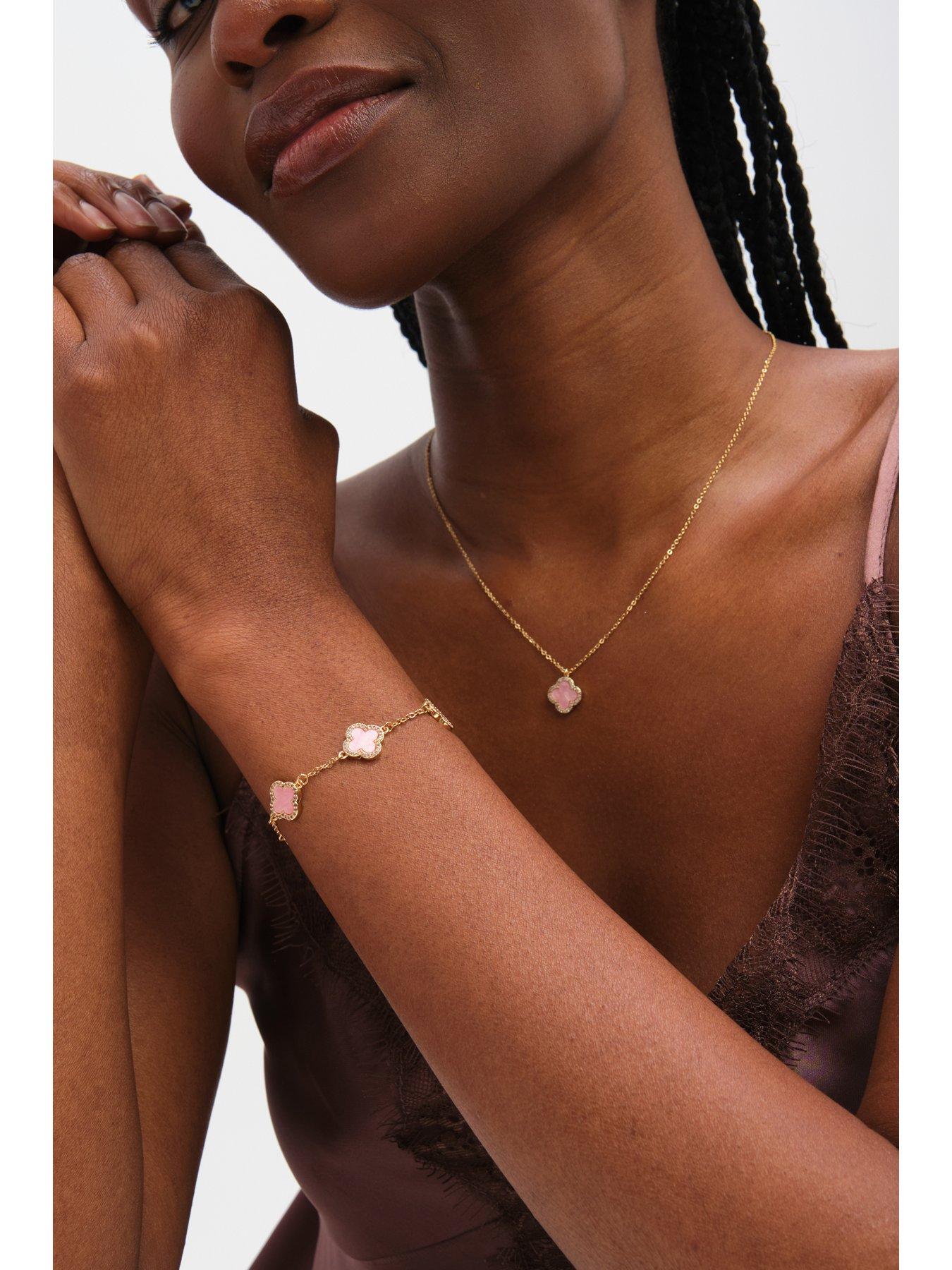 Image 3 of 3 of Jon Richard Gold Plated Pink Clover Bracelet